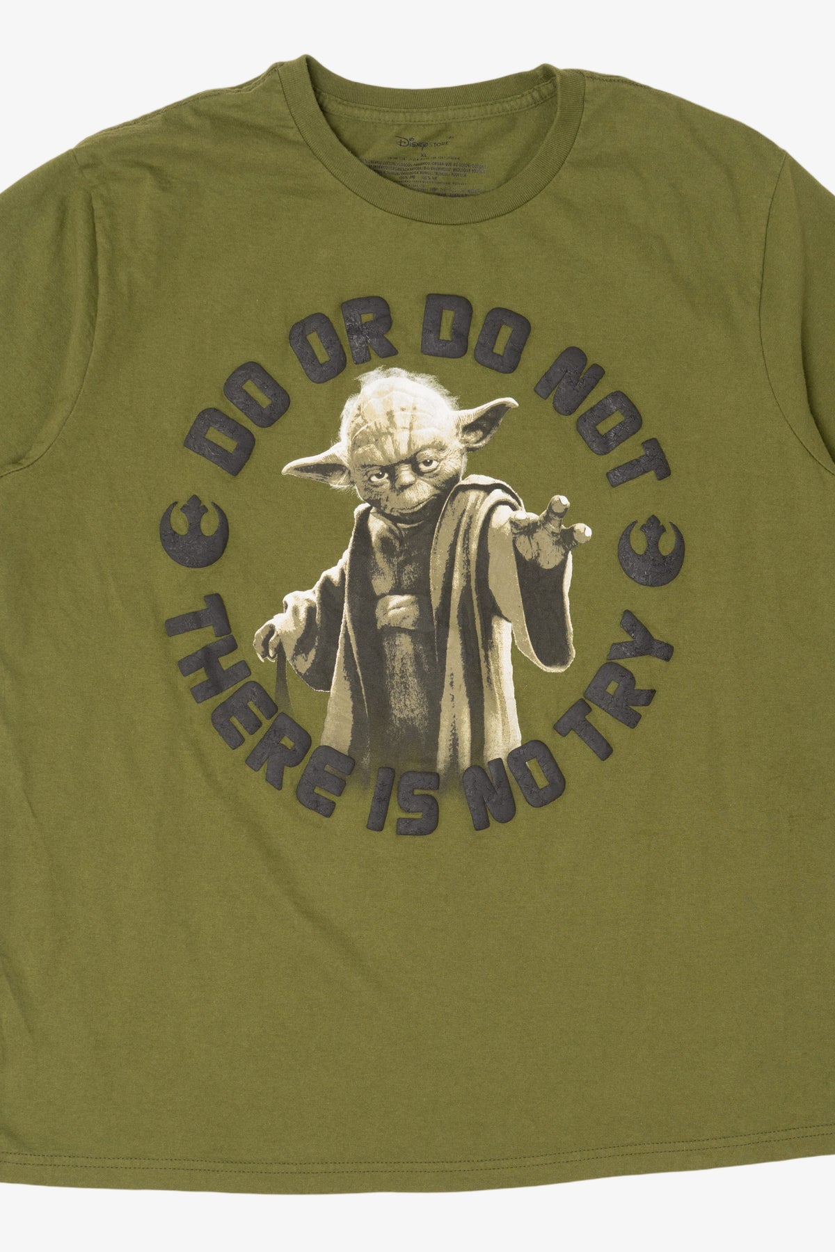 Green Embossed Yoda Star Wars "Do Or Do Not There Is No Try" T-Shirt (2010s)