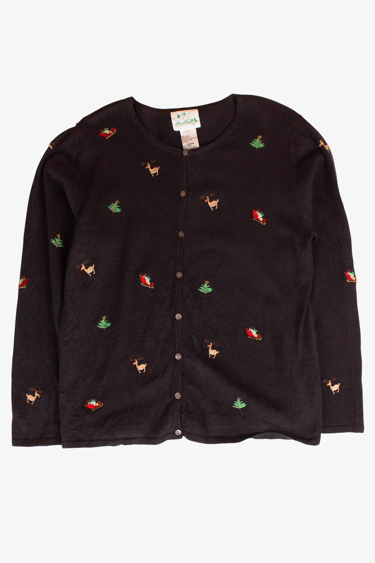 Vintage Black Reindeer Christmas Cardigan (1990s)