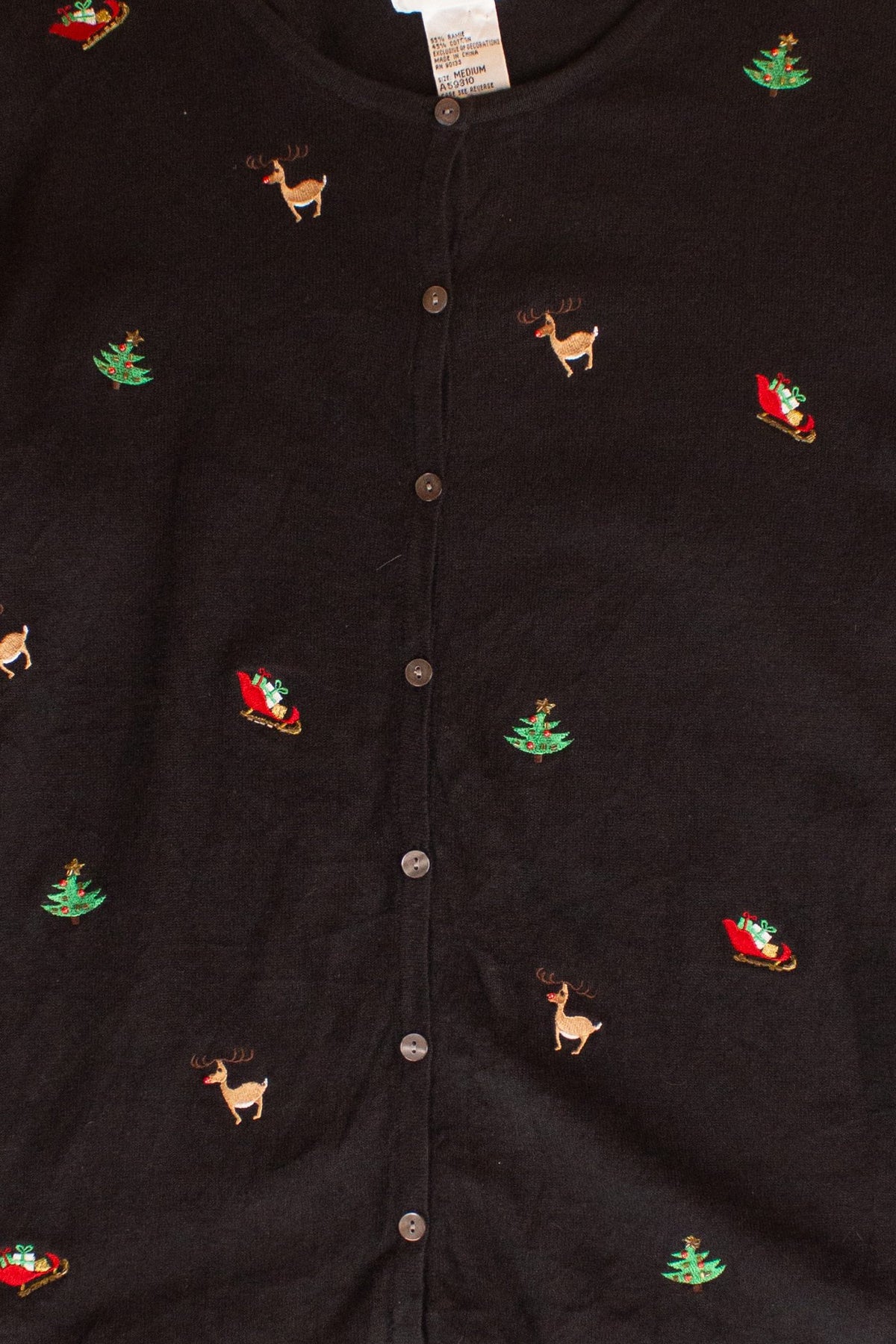 Vintage Black Reindeer Christmas Cardigan (1990s)