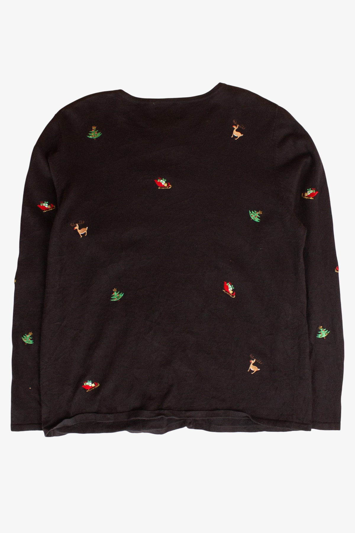 Vintage Black Reindeer Christmas Cardigan (1990s)