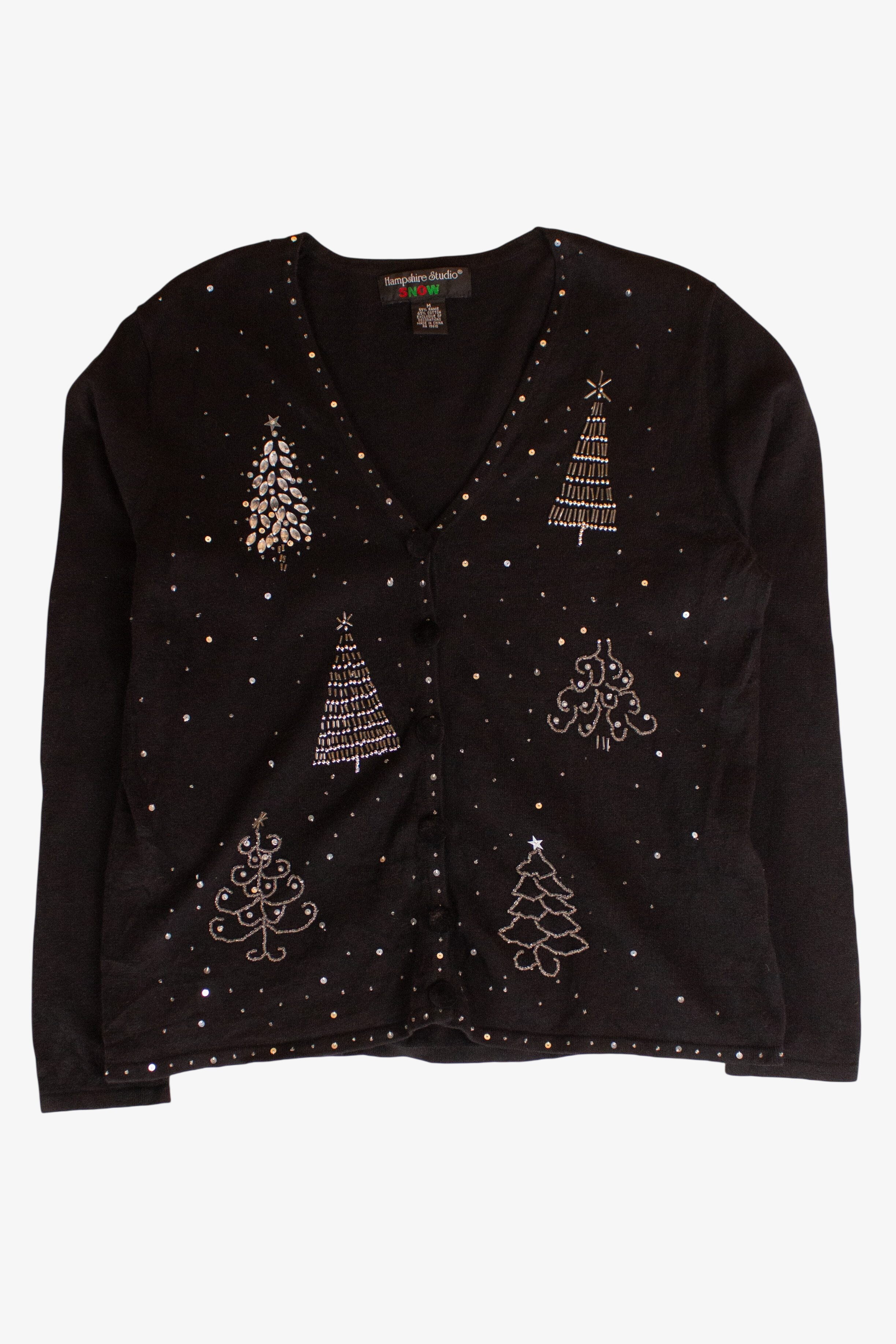 Vintage Beaded Trees Christmas Cardigan (2000s)