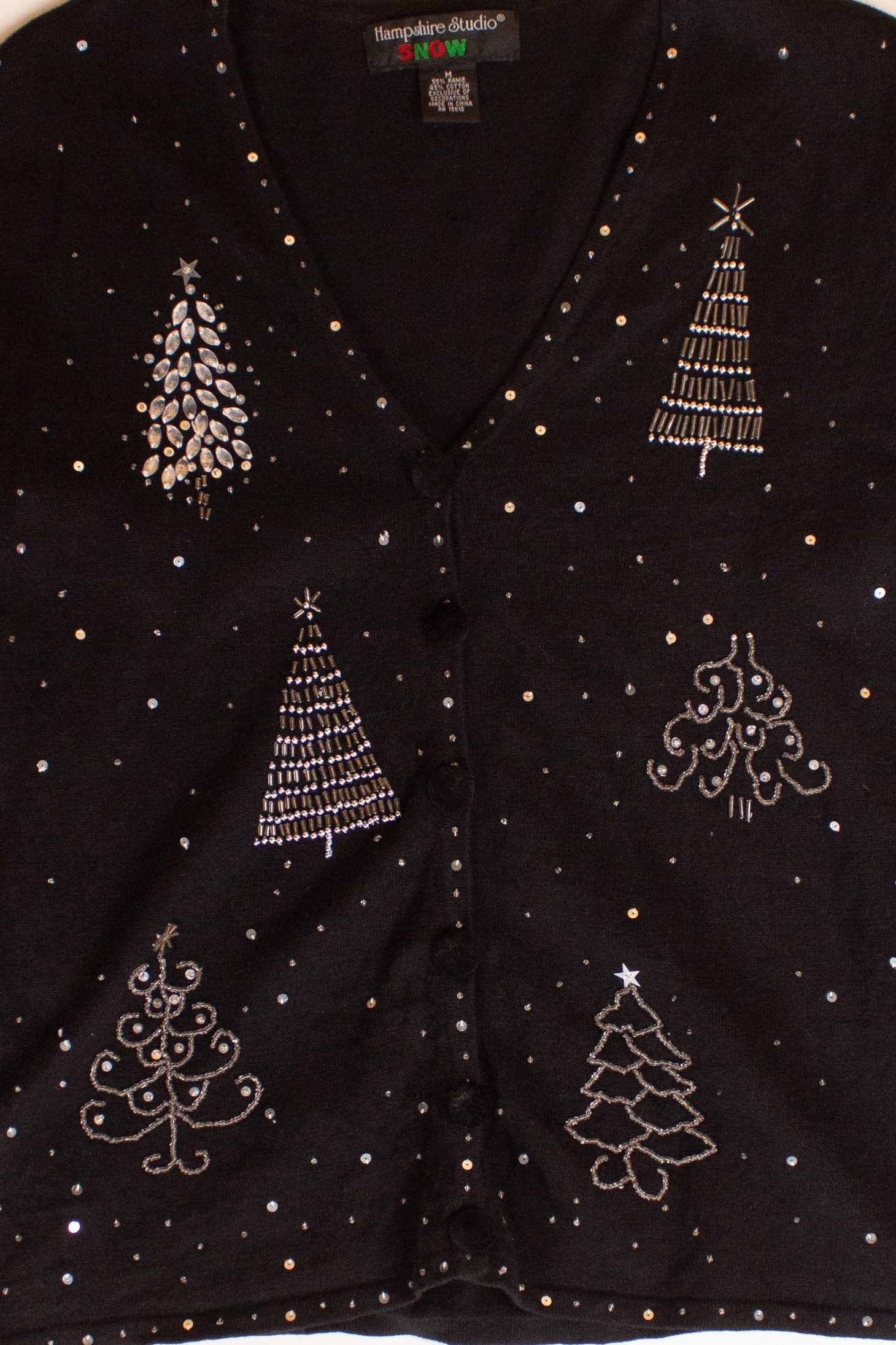Vintage Beaded Trees Christmas Cardigan (2000s)