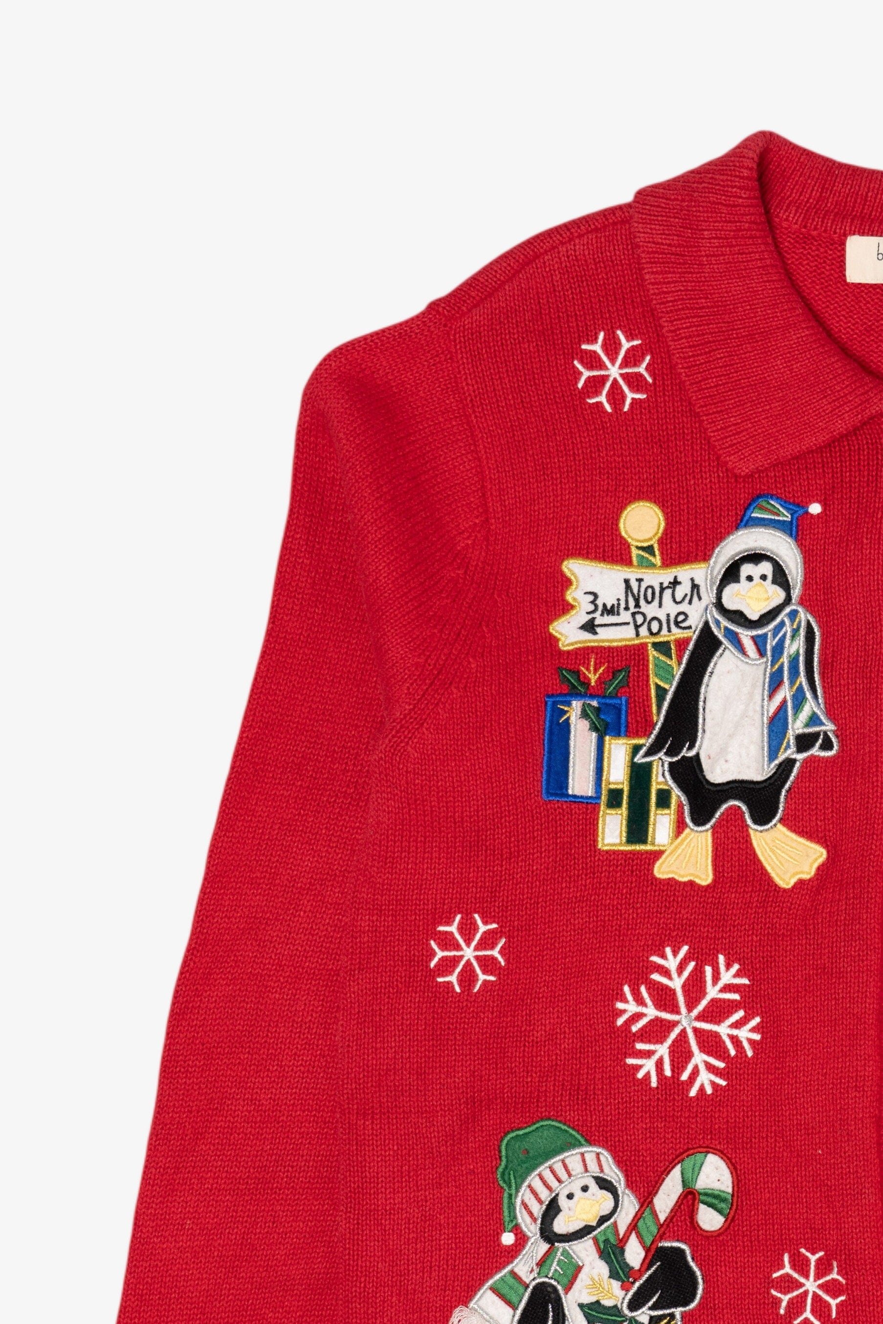 Vintage Red Bechamel Penguins Ugly Christmas Cardigan (1990s)