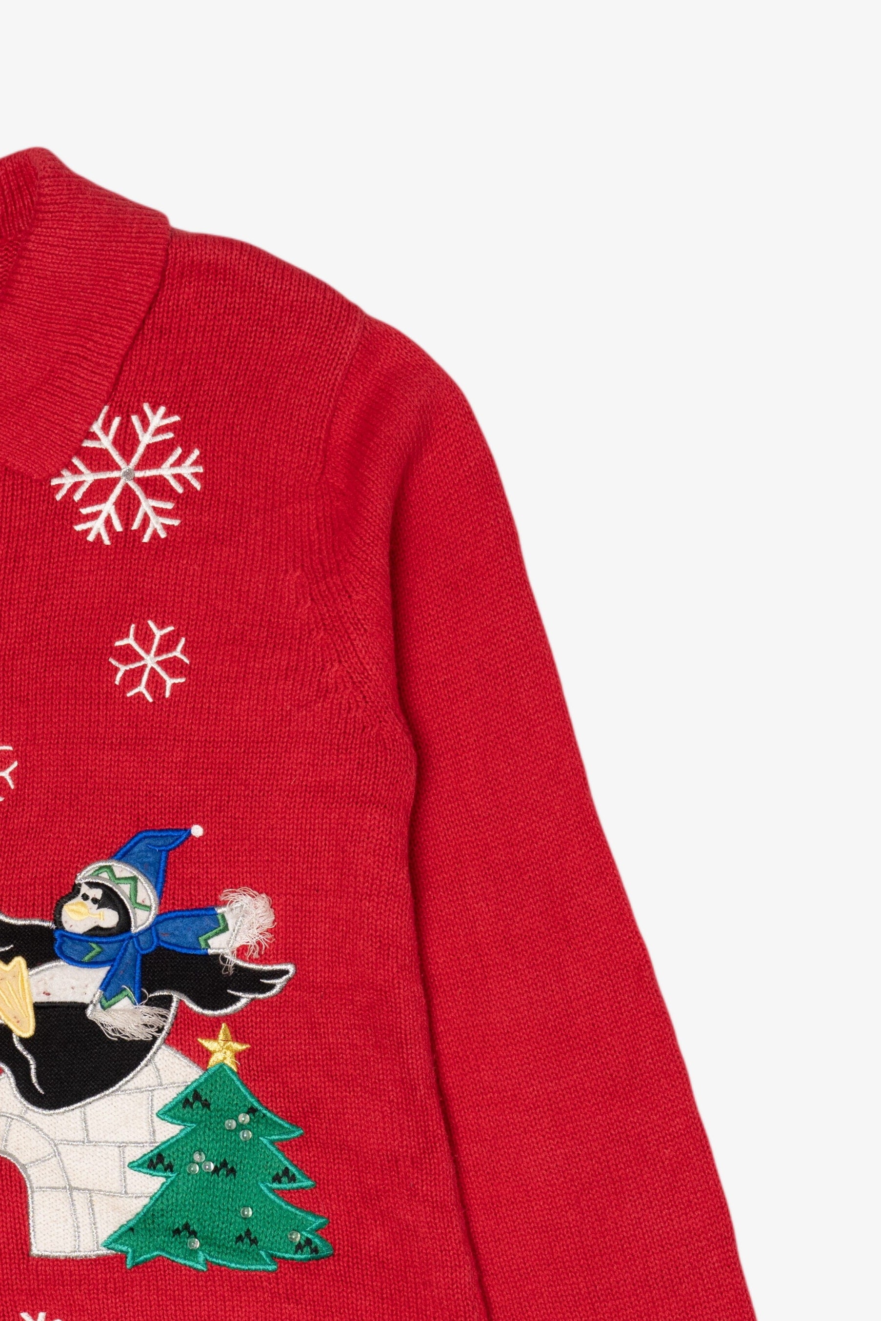 Vintage Red Bechamel Penguins Ugly Christmas Cardigan (1990s)