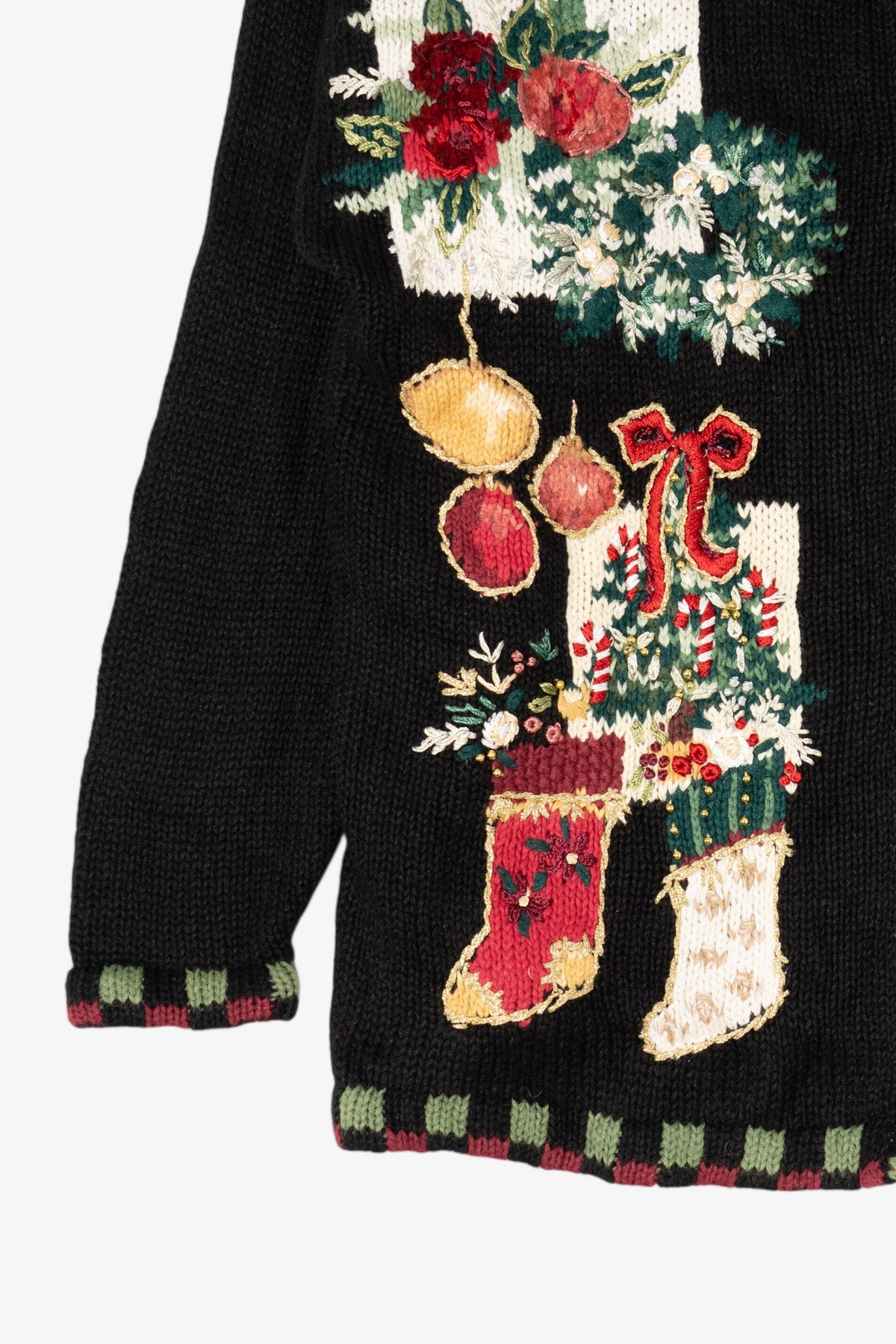 Vintage Black Tiara International Santa Ugly Christmas Cardigan (2000s)