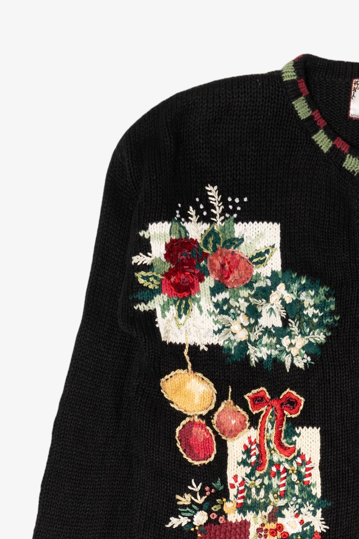 Vintage Black Tiara International Santa Ugly Christmas Cardigan (2000s)