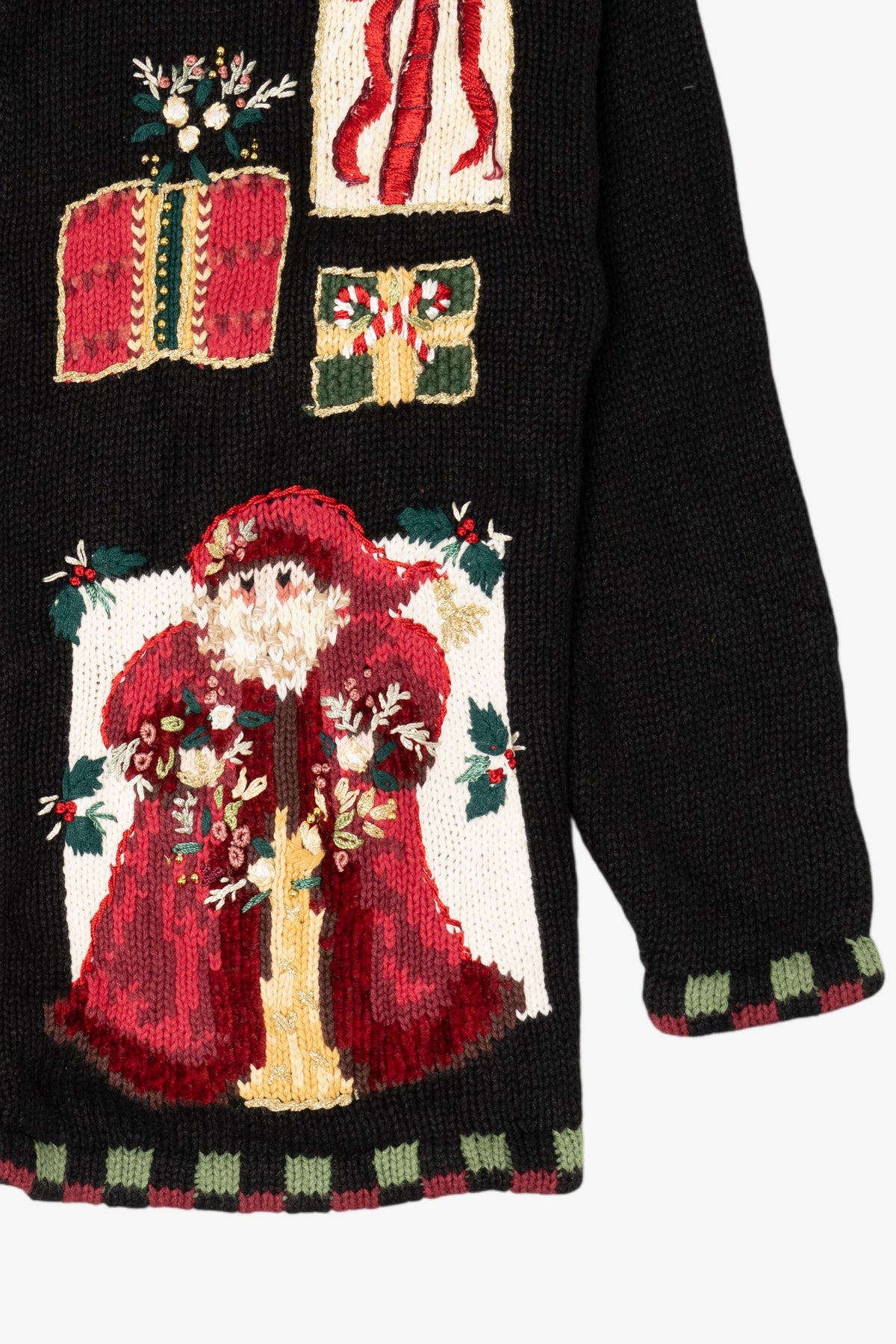 Vintage Black Tiara International Santa Ugly Christmas Cardigan (2000s)