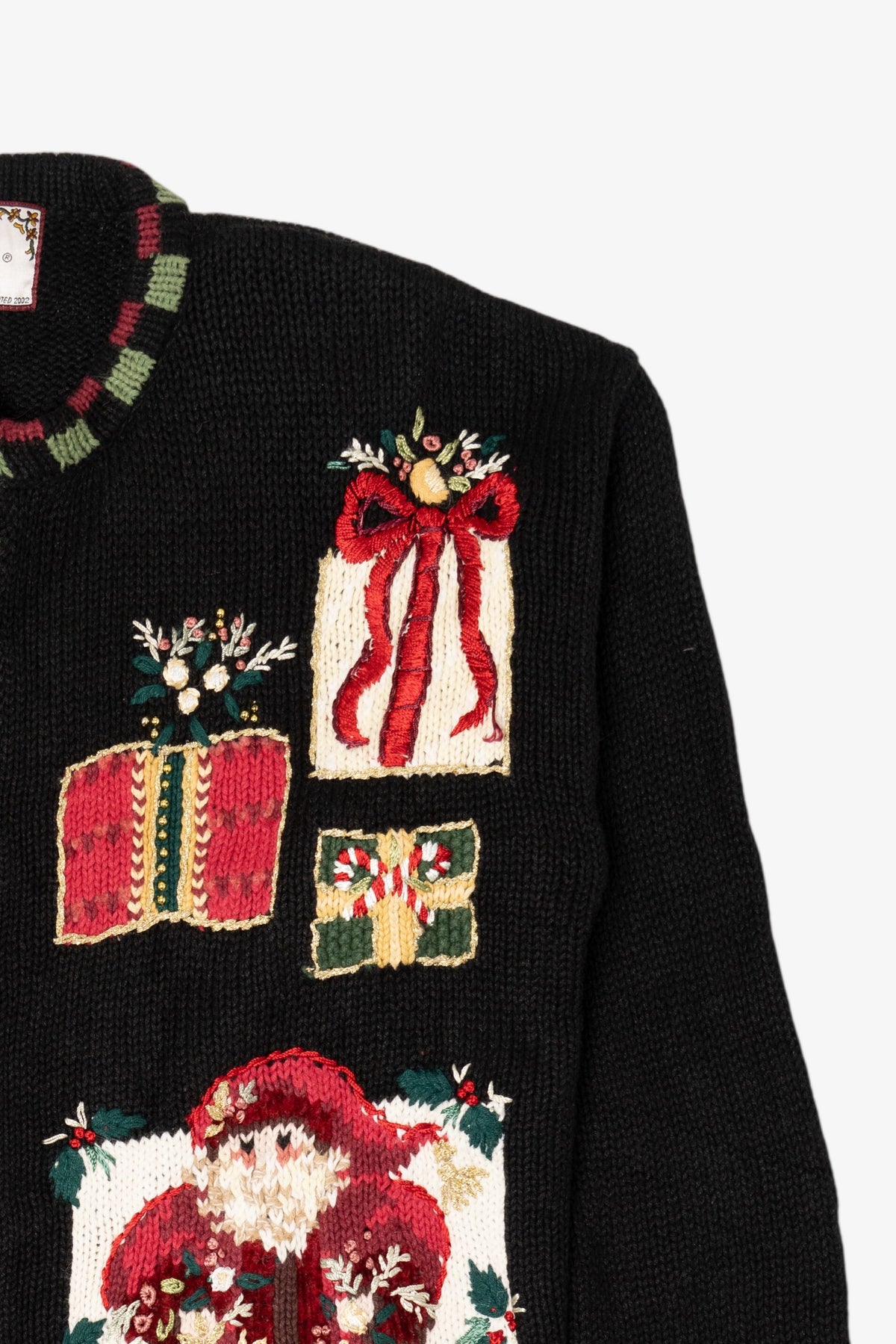 Vintage Black Tiara International Santa Ugly Christmas Cardigan (2000s)
