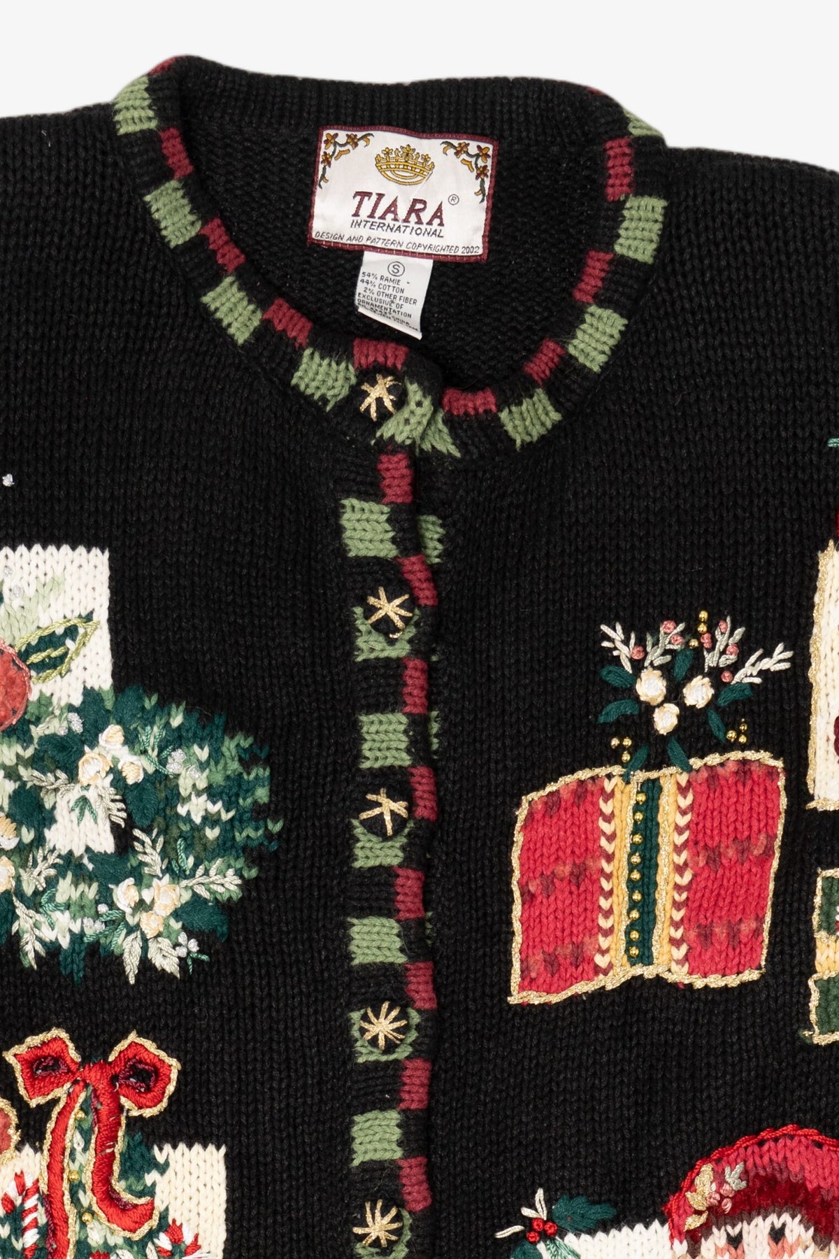 Vintage Black Tiara International Santa Ugly Christmas Cardigan (2000s)