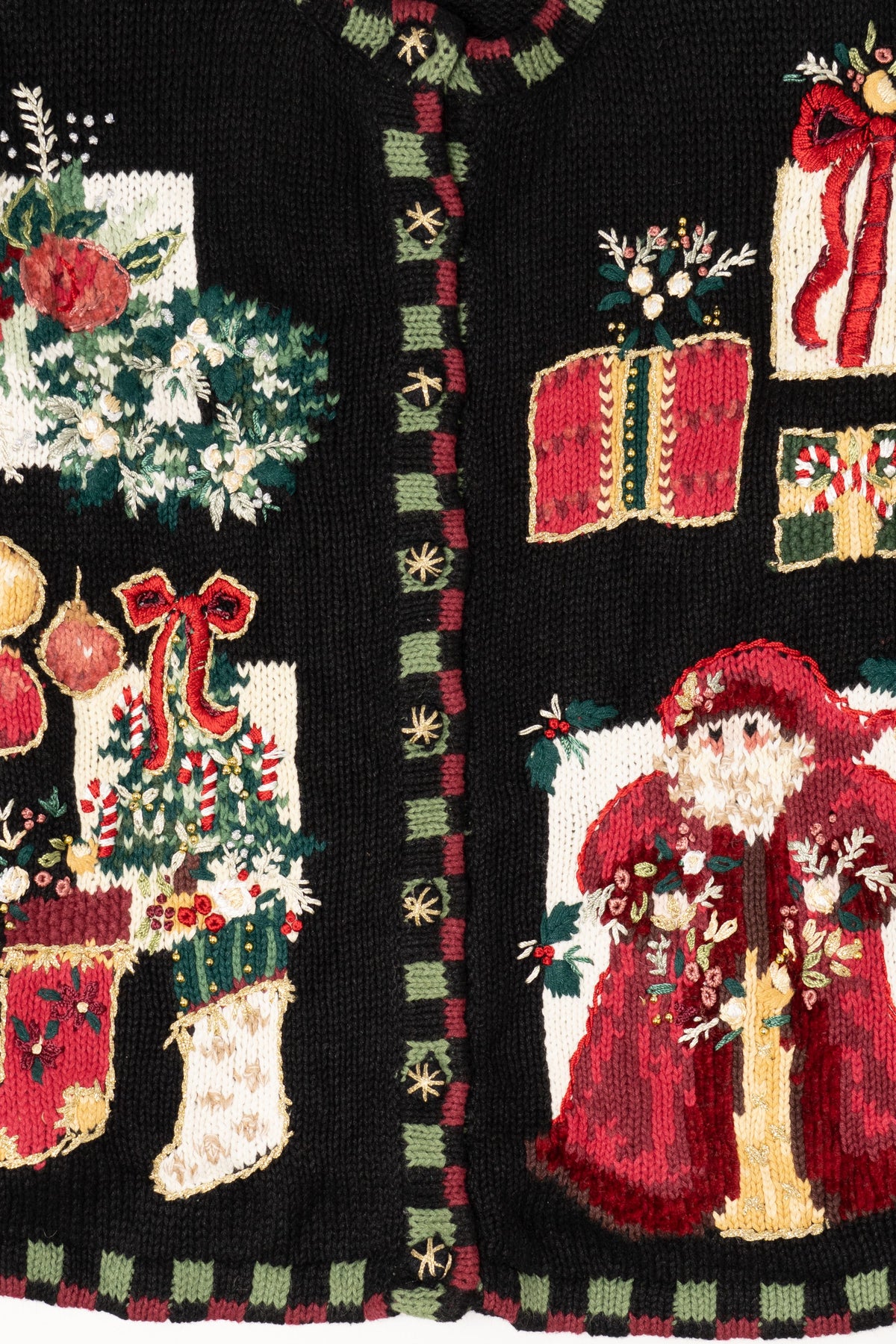 Vintage Black Tiara International Santa Ugly Christmas Cardigan (2000s)