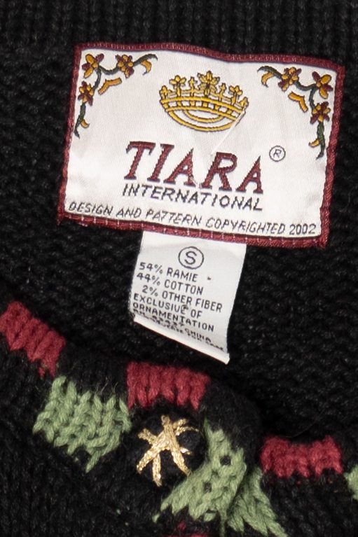 Vintage Black Tiara International Santa Ugly Christmas Cardigan (2000s)