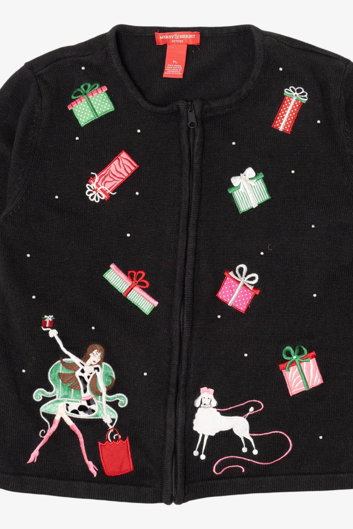 Vintage Black Fashion And Presents Ugly Christmas Cardigan (2000s)