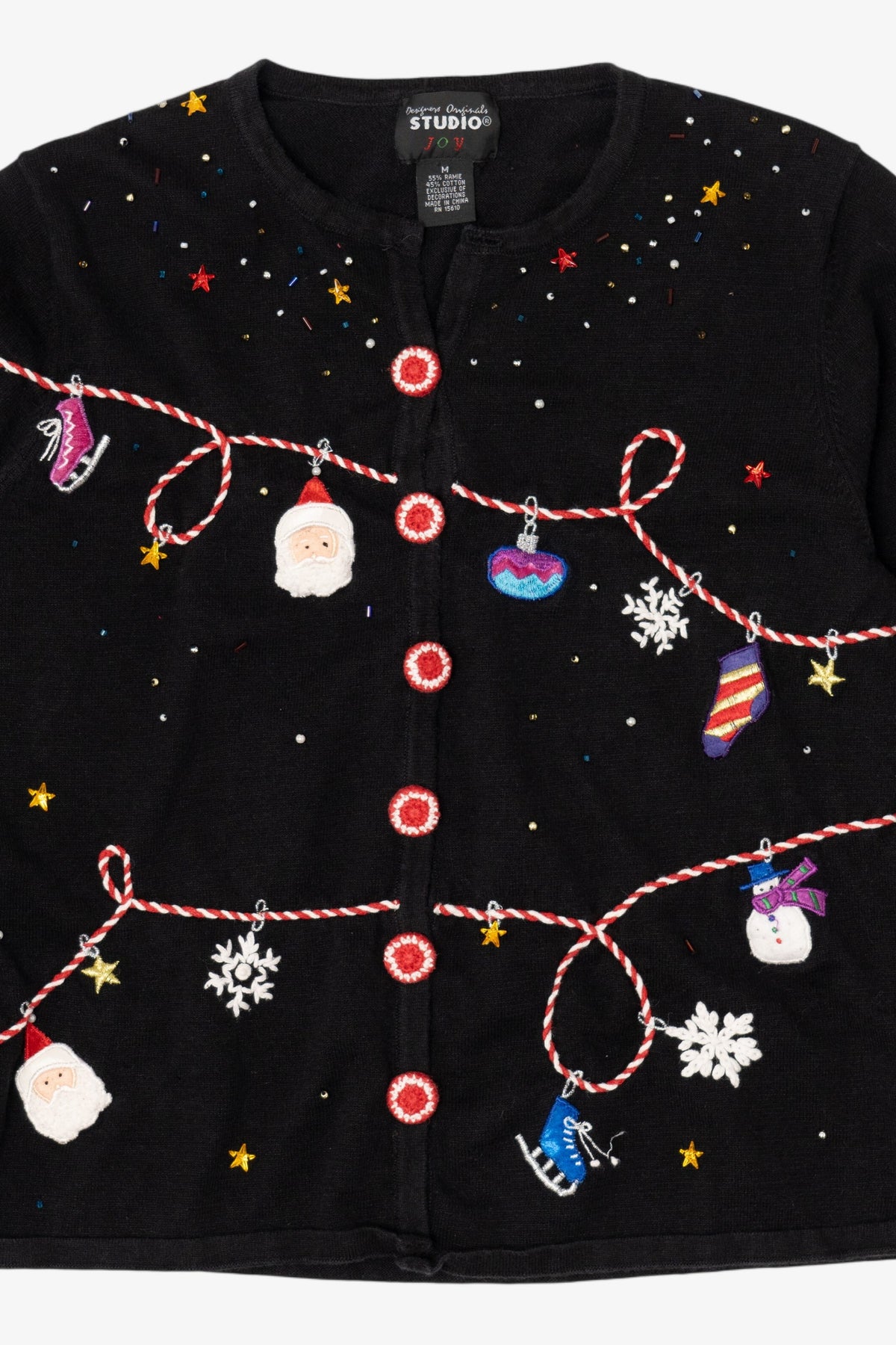 Vintage Black Designers Originals Studio Ugly Christmas Cardigan (1990s)