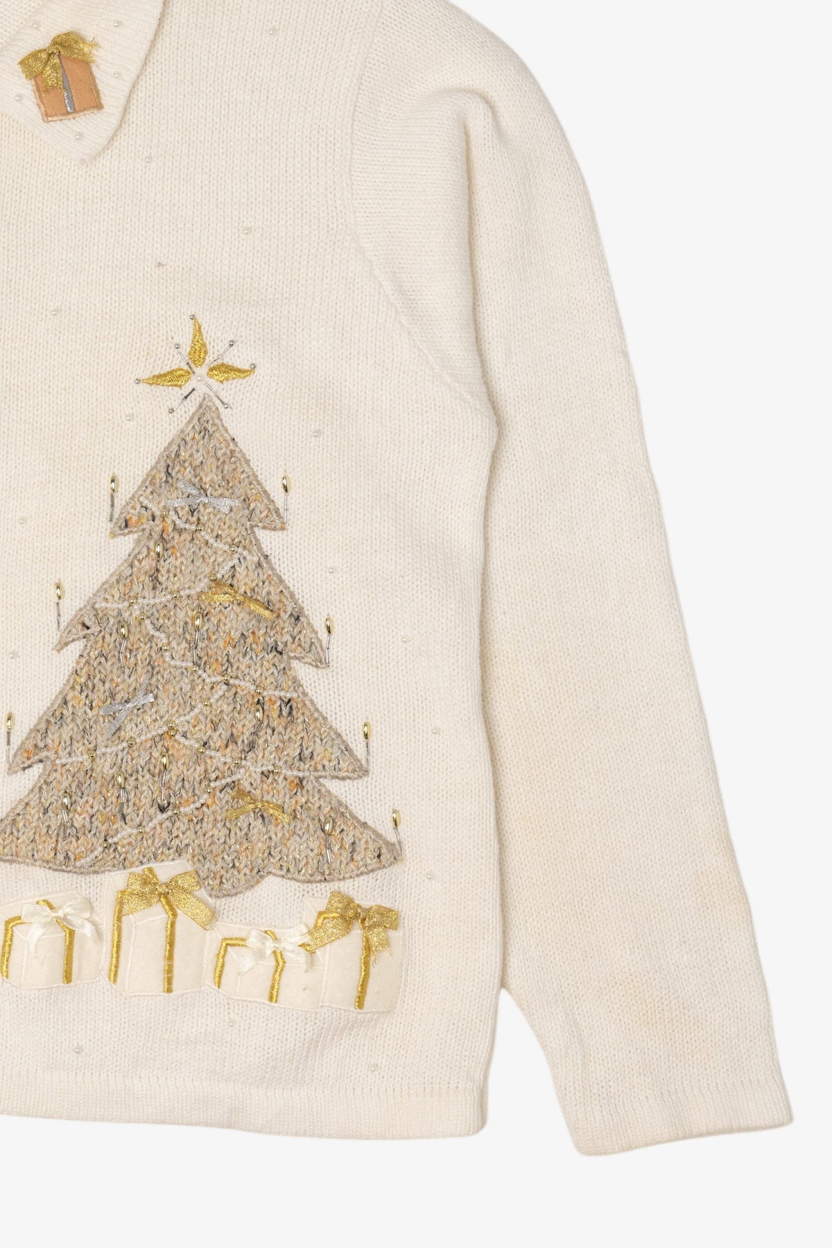 Vintage White Studio Collection Teddy Bear Ugly Christmas Cardigan (2000s)
