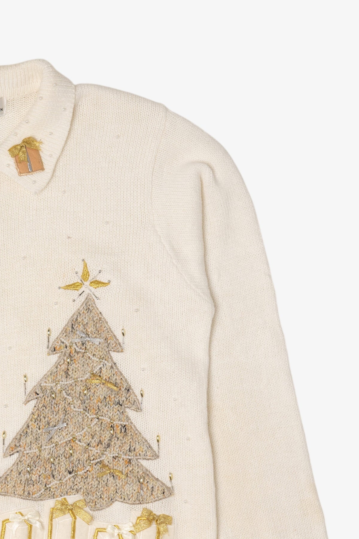 Vintage White Studio Collection Teddy Bear Ugly Christmas Cardigan (2000s)