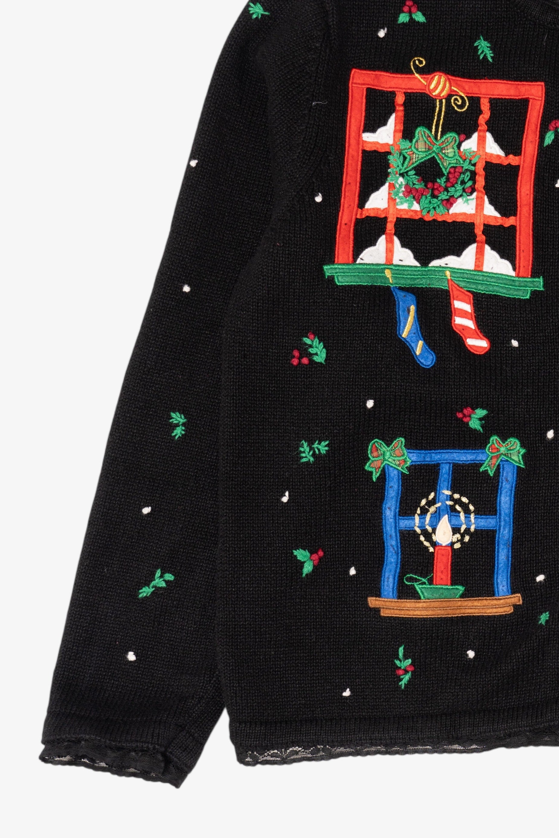 Vintage Black Erika Winter Windows Ugly Christmas Cardigan (2000s)