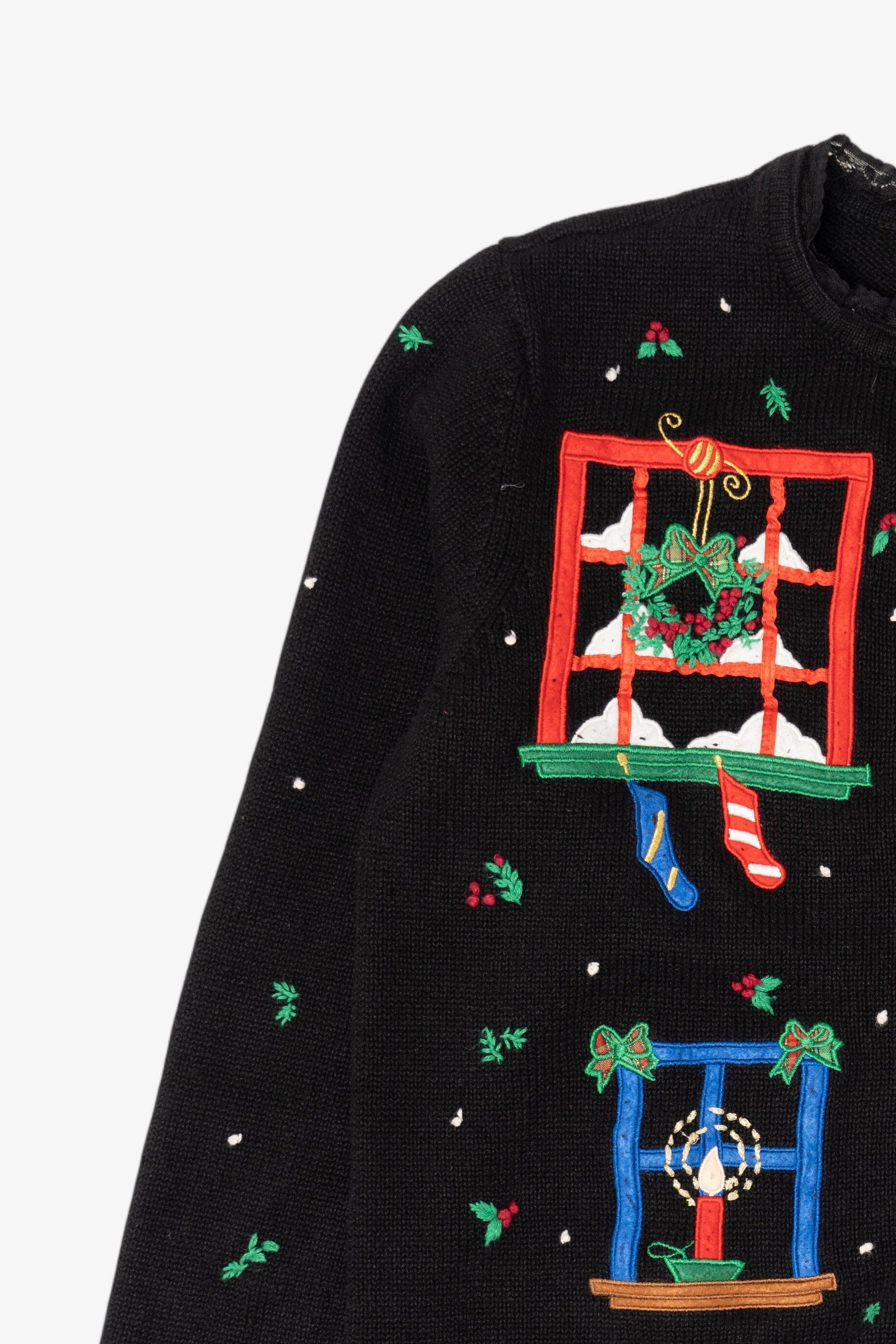 Vintage Black Erika Winter Windows Ugly Christmas Cardigan (2000s)