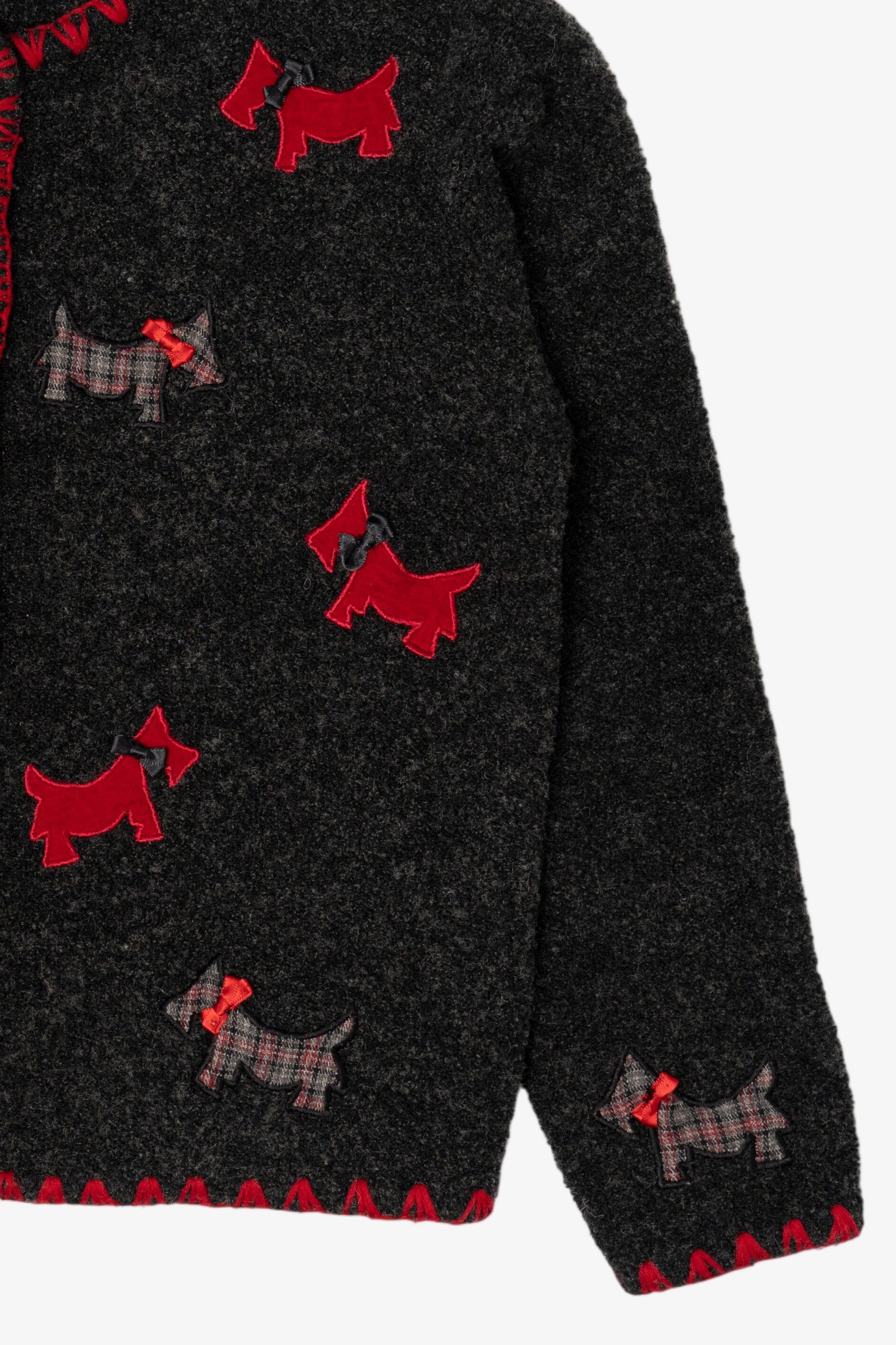 Vintage Dark Gray Marisa Christina Dogs Ugly Christmas Cardigan (2000s)