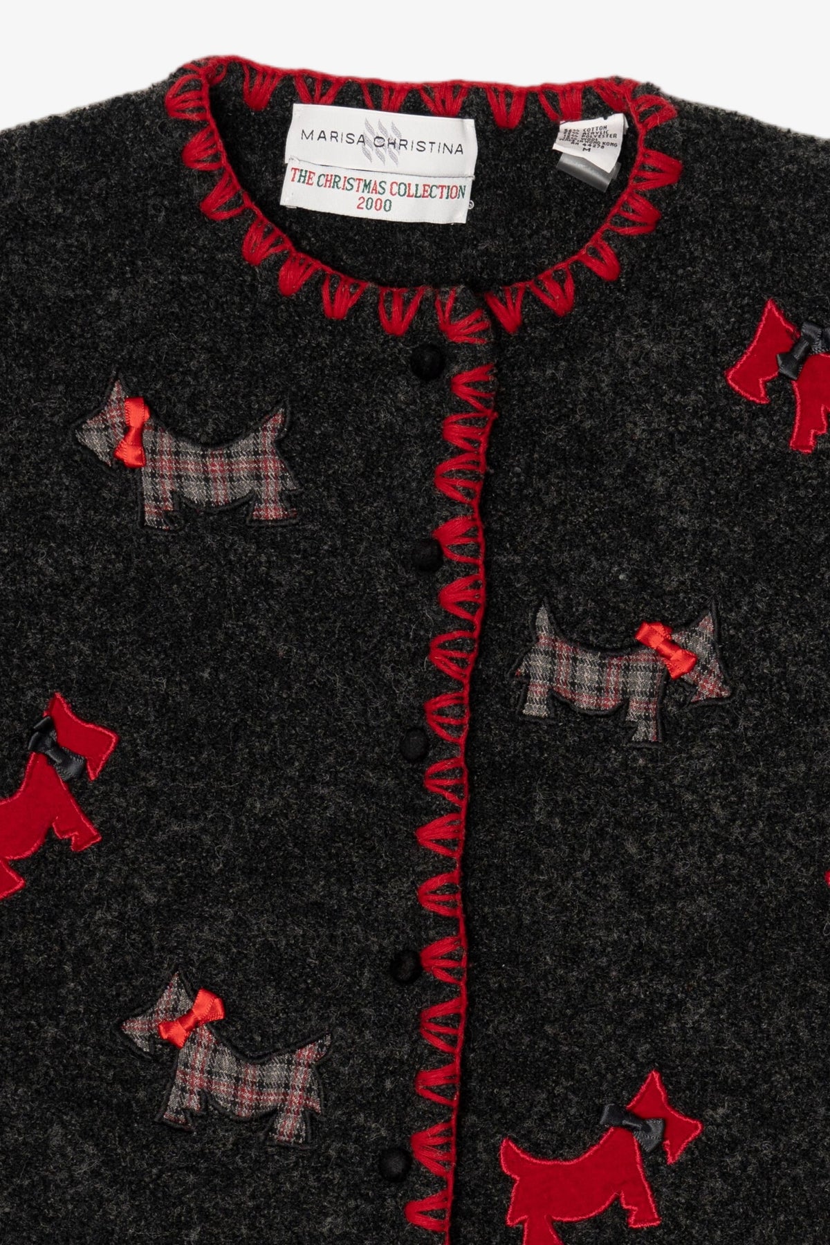 Vintage Dark Gray Marisa Christina Dogs Ugly Christmas Cardigan (2000s)