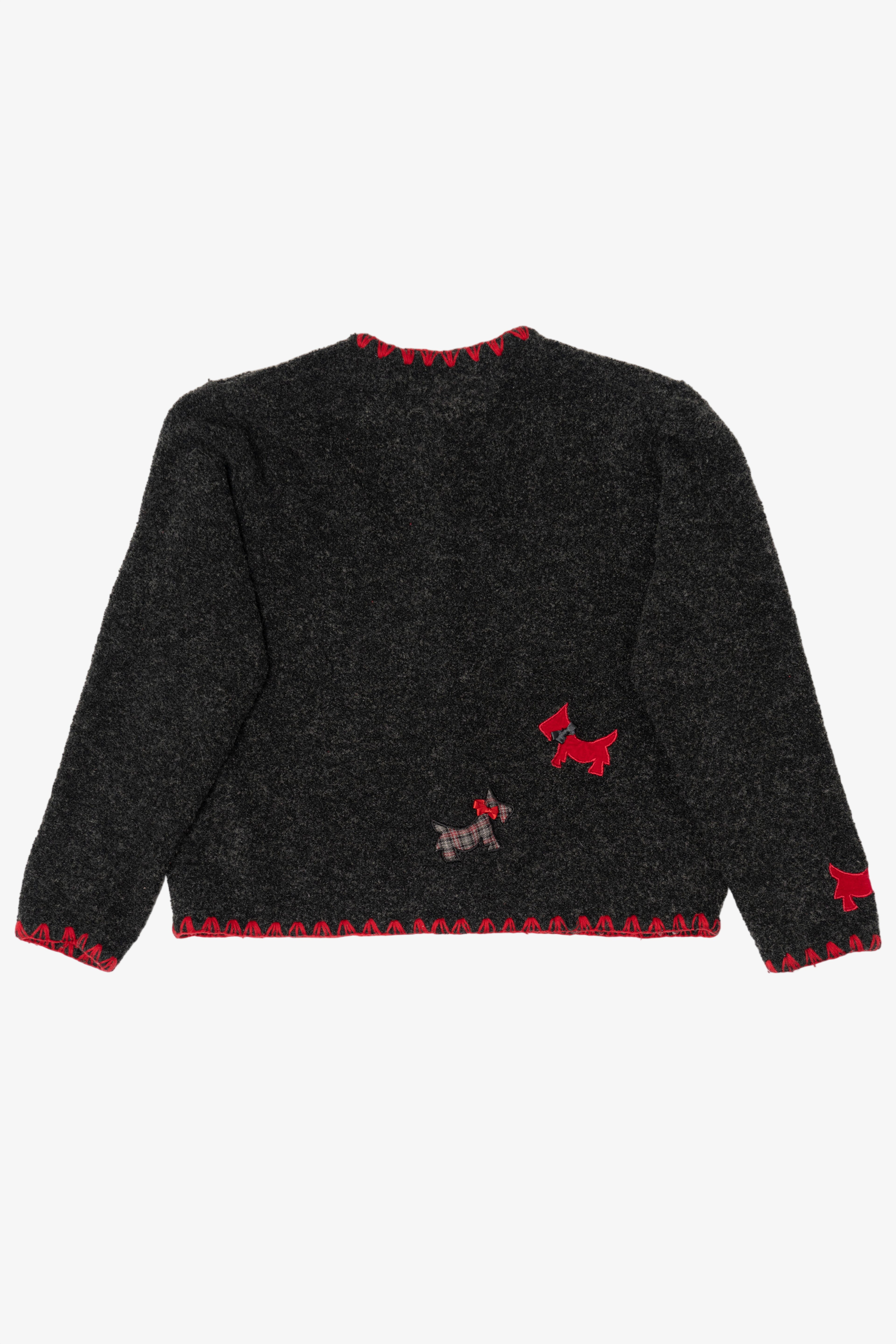 Vintage Dark Gray Marisa Christina Dogs Ugly Christmas Cardigan (2000s)