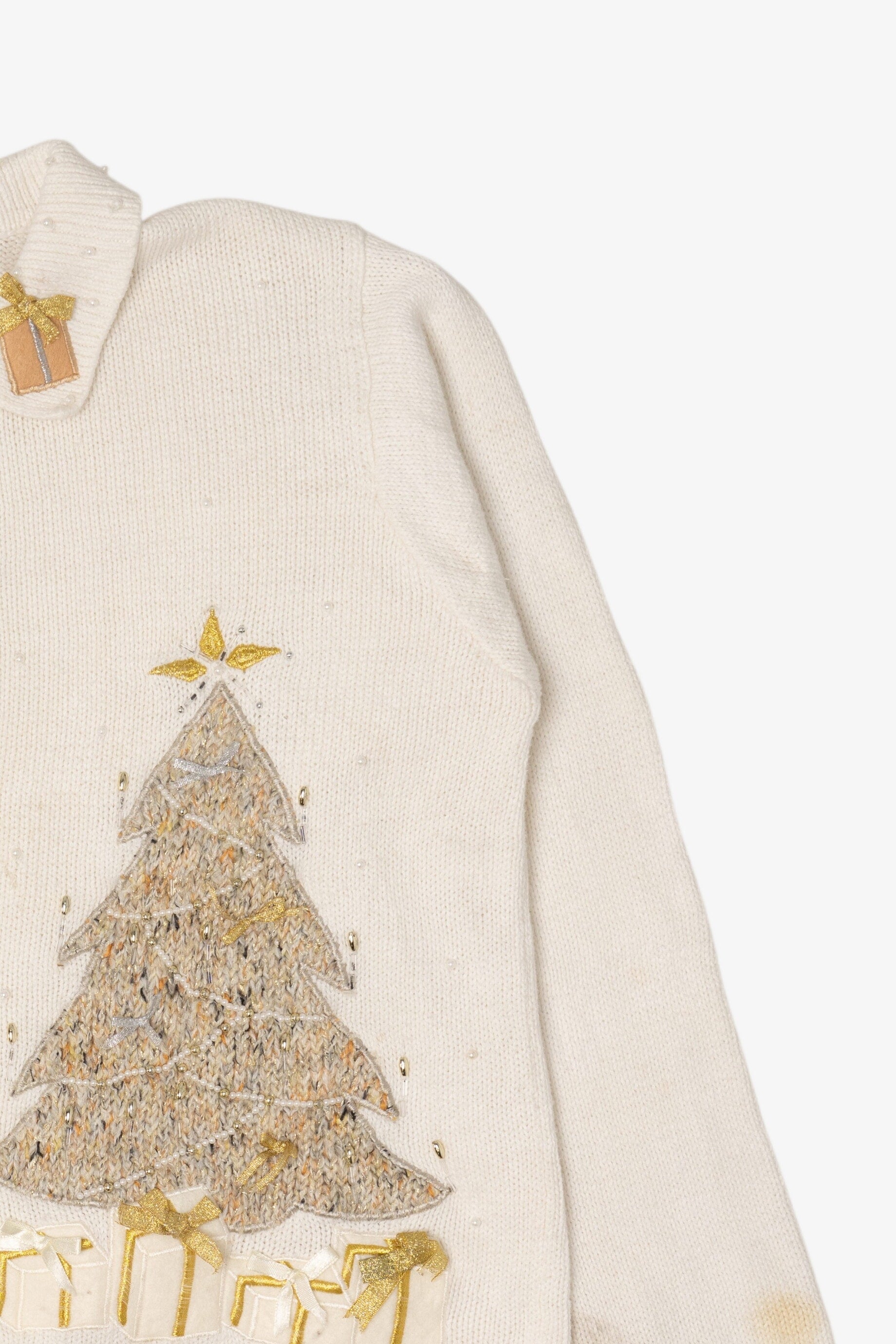 Vintage White OHI Teddy Bear Ugly Christmas Cardigan (2000s)