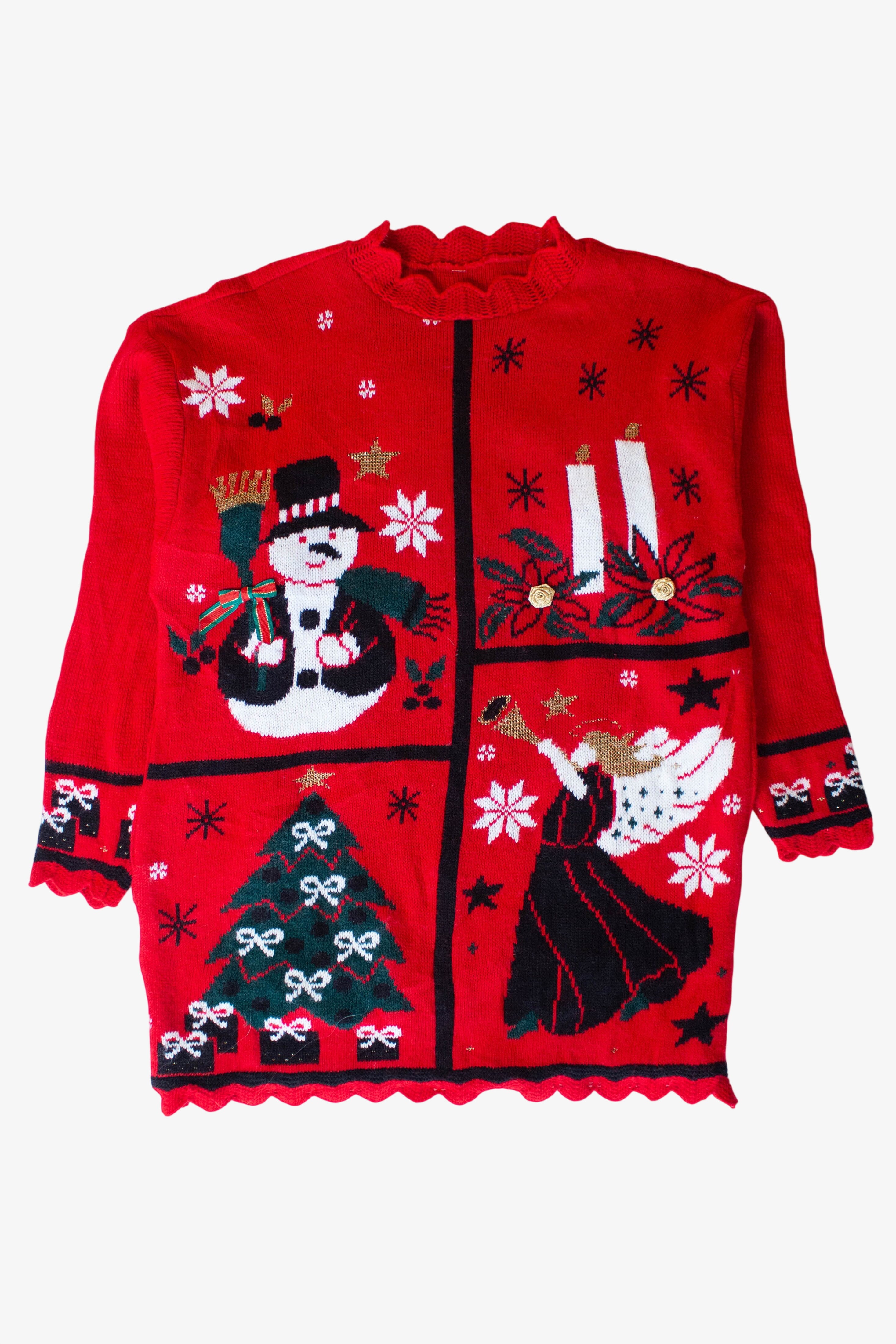 Vintage Red Snowman Christmas Pullover (1990s)