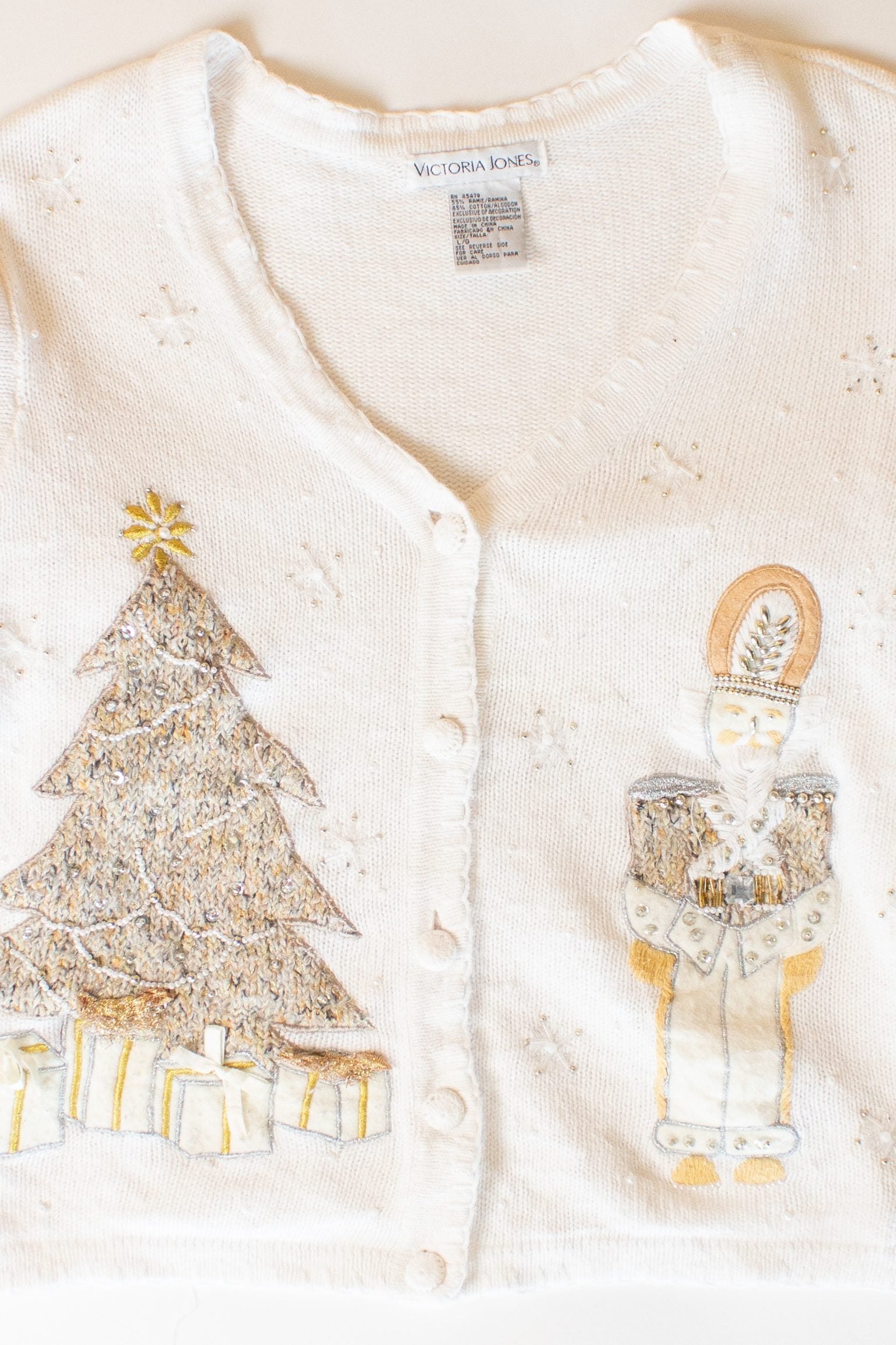 Vintage White Nutcracker Christmas Cardigan (1990s)