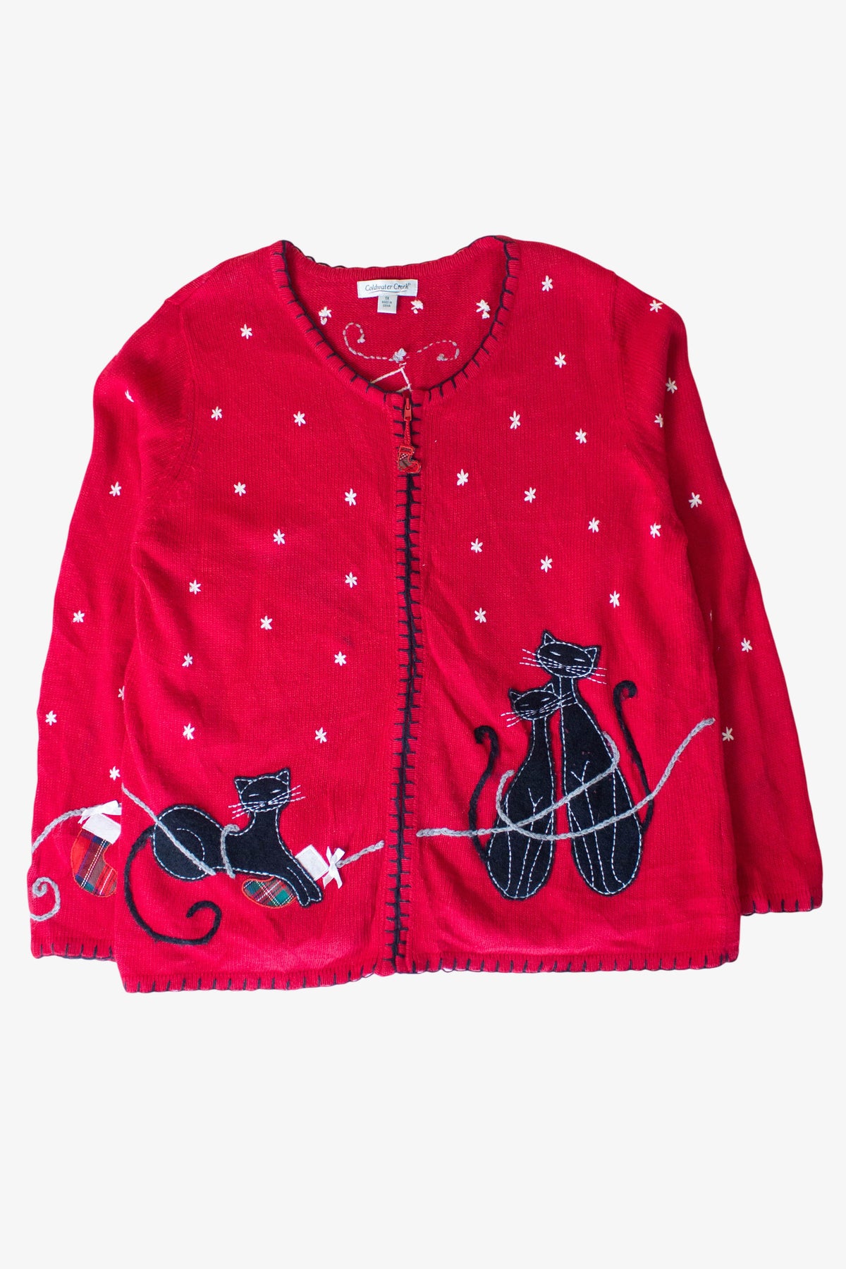 Red Cat Stockings Christmas Cardigan (1990s)