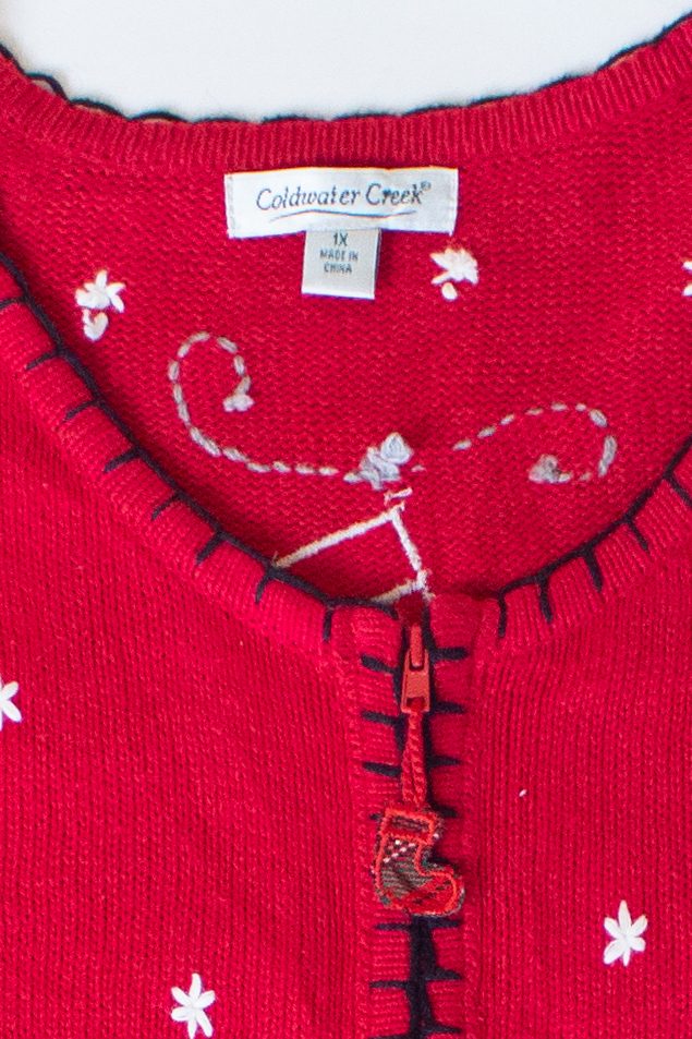 Red Cat Stockings Christmas Cardigan (1990s)