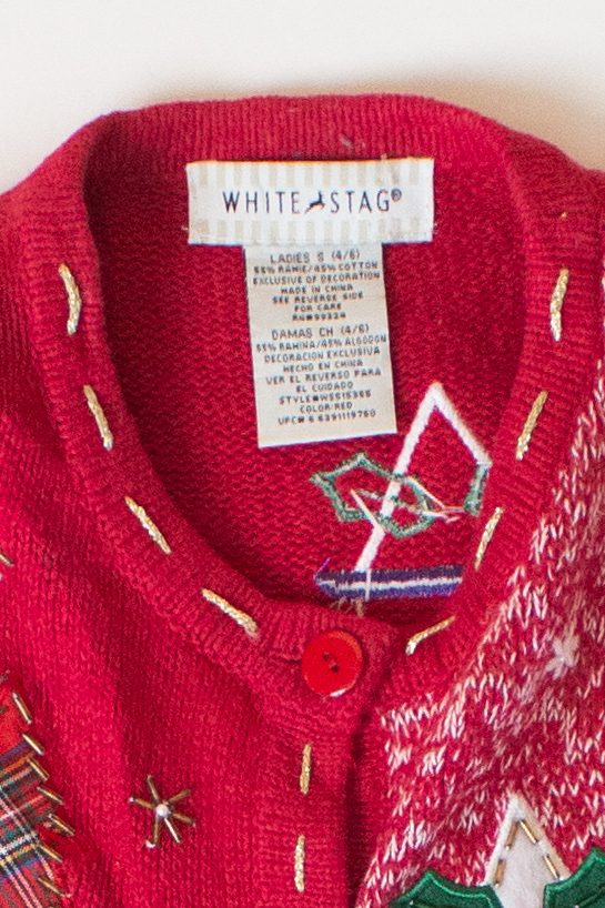 Vintage Birdhouses Christmas Cardigan (1990s)