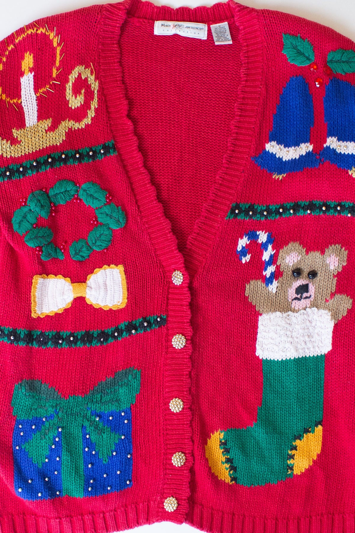 Vintage Maggie Lawrence Christmas Cardigan (1990s)
