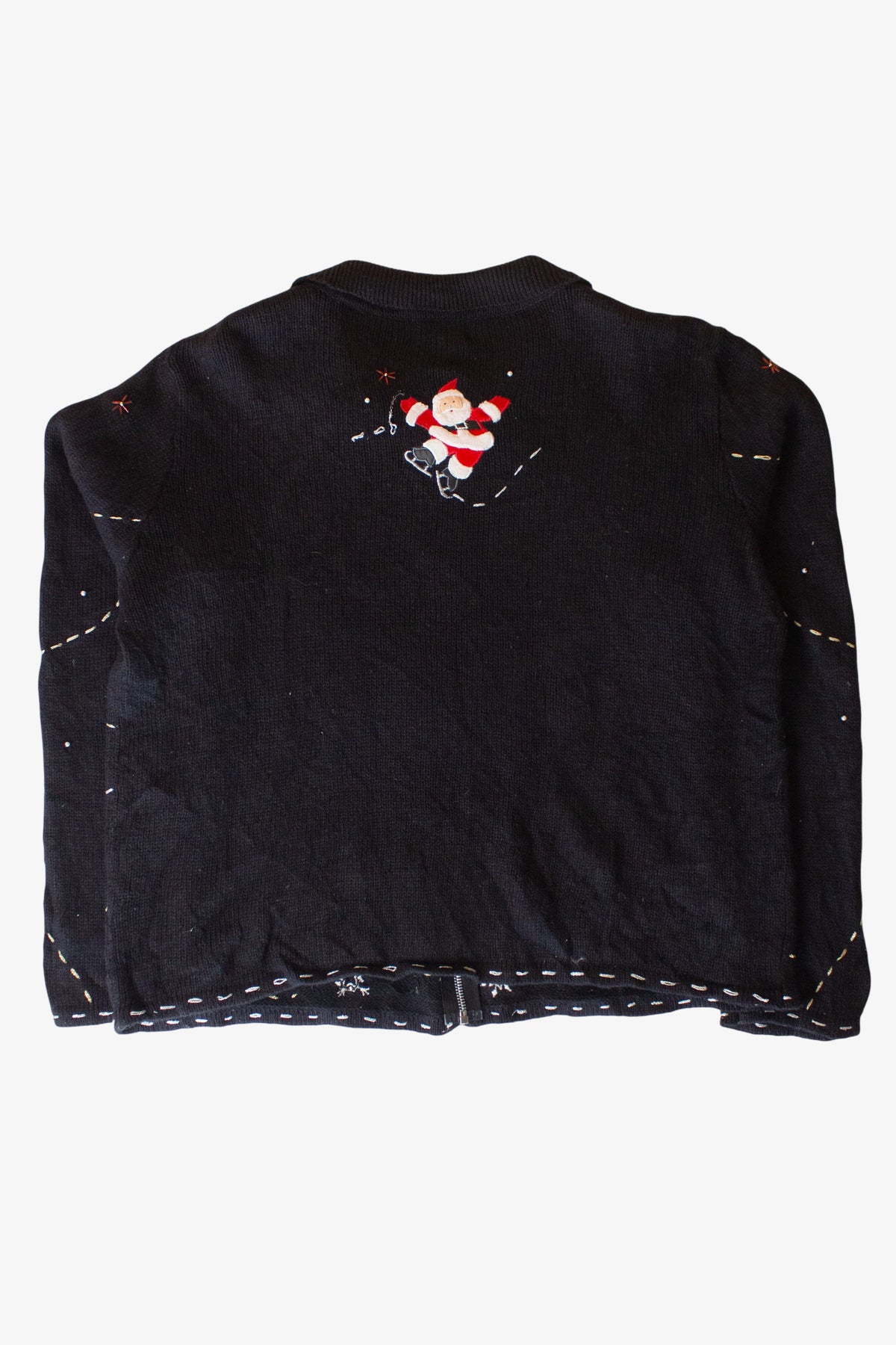 Vintage Skating Santas Ugly Christmas Cardigan (1990s)