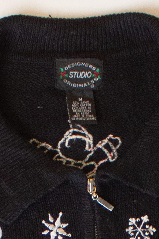 Vintage Skating Santas Ugly Christmas Cardigan (1990s)