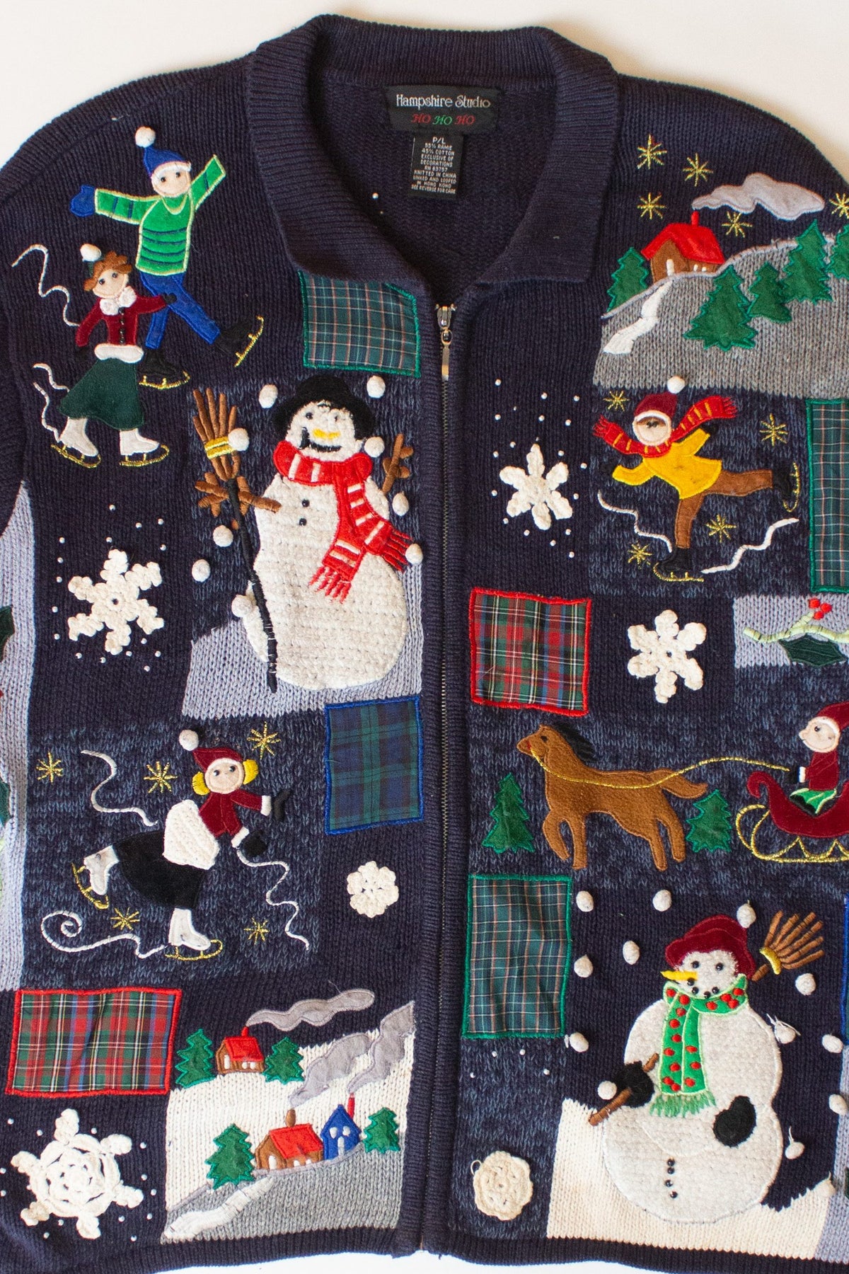 Vintage Navy Blue Ugly Christmas Cardigan (1990s)