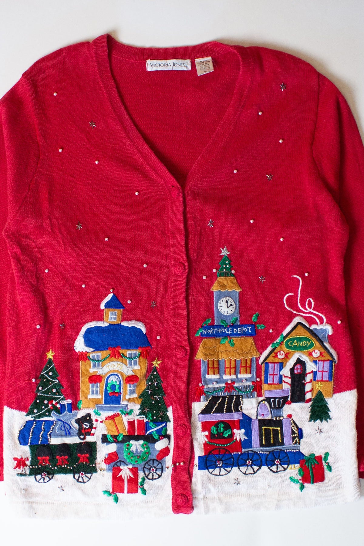 Vintage North Pole Depot Christmas Cardigan (1990s)
