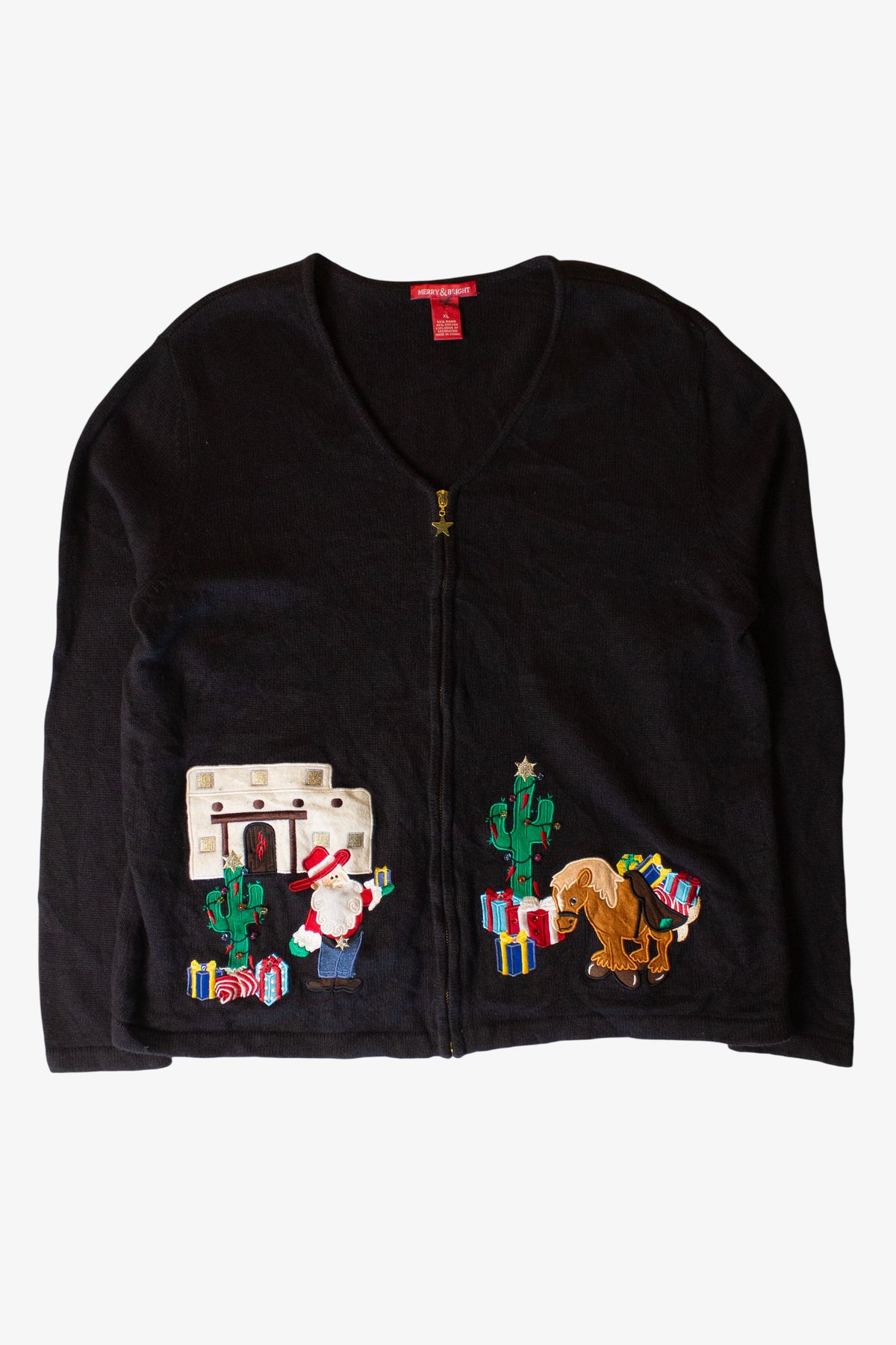 Vintage Santa & Horse Ugly Christmas Cardigan (2000s)