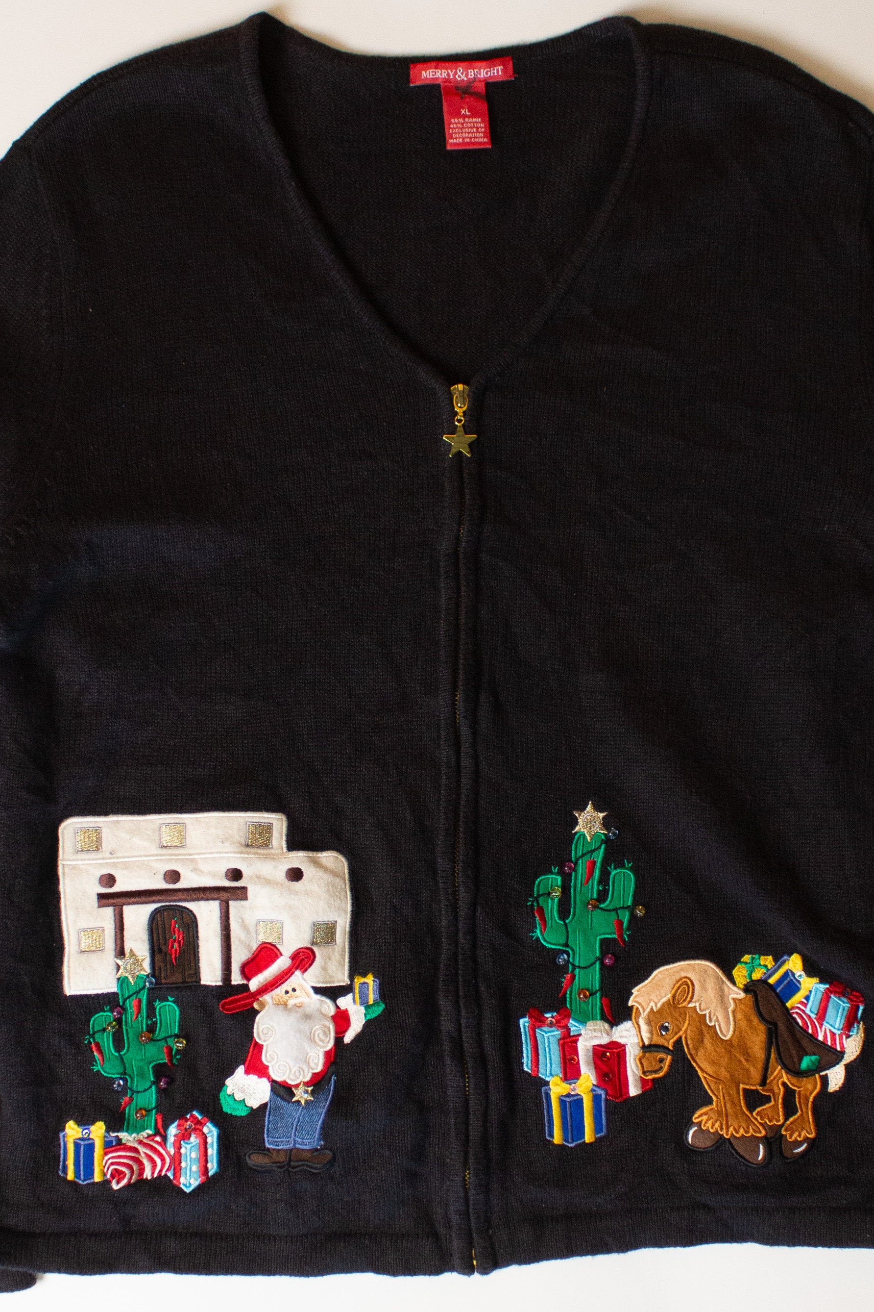 Vintage Santa & Horse Ugly Christmas Cardigan (2000s)