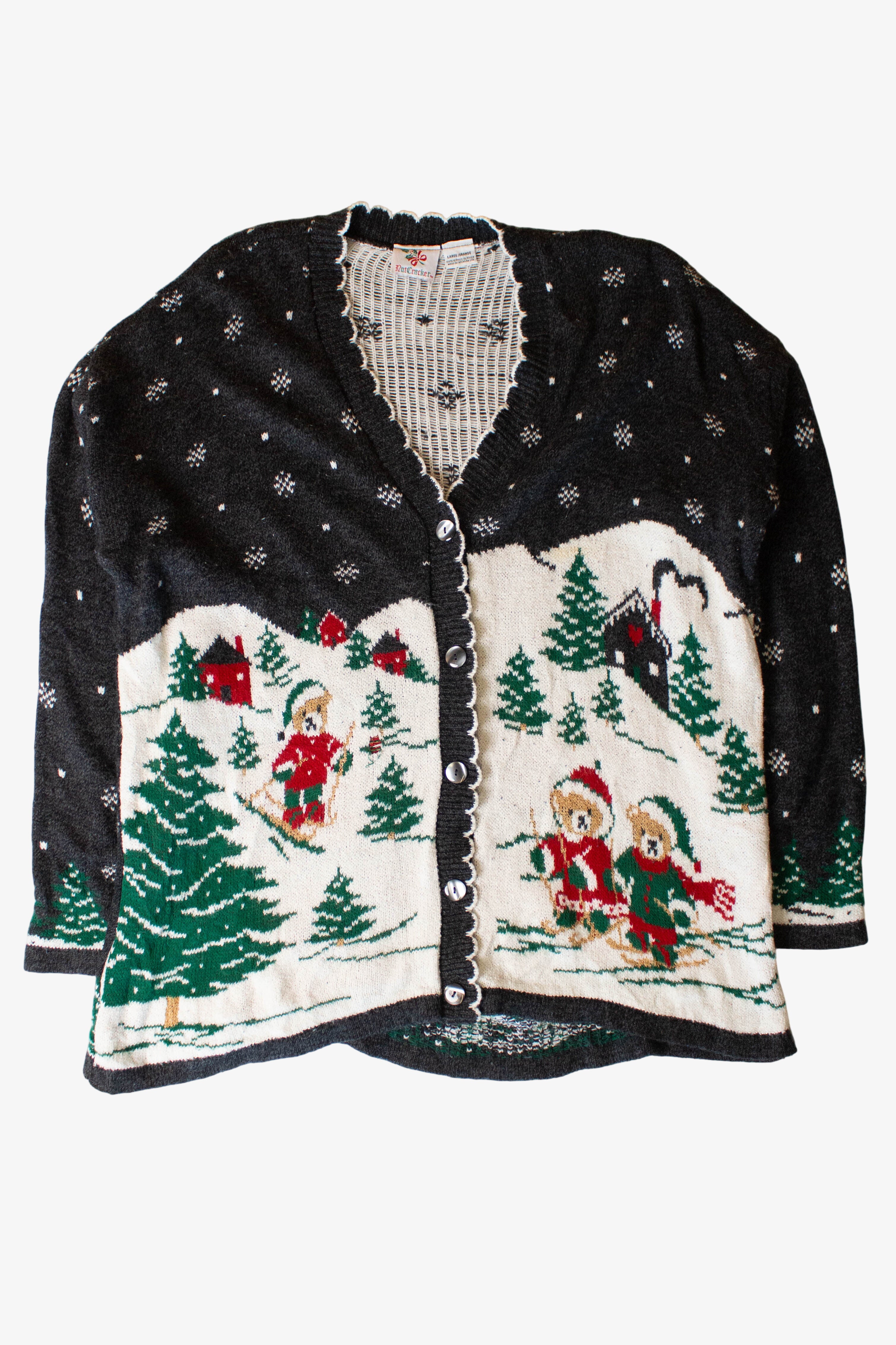 Vintage Bears On Skis Christmas Cardigan (1990s)