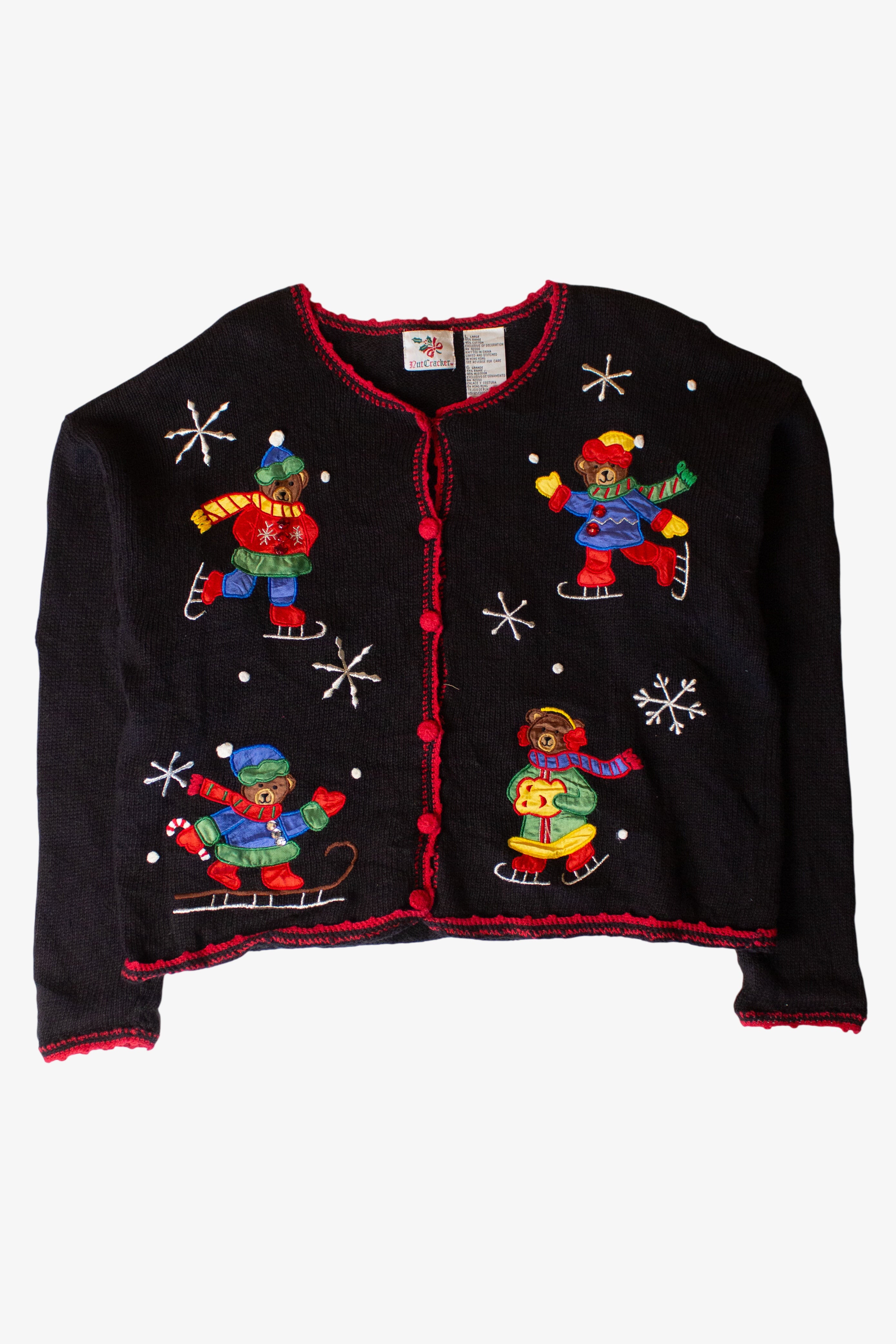 Vintage Bears On Skates Christmas Cardigan (1990s)