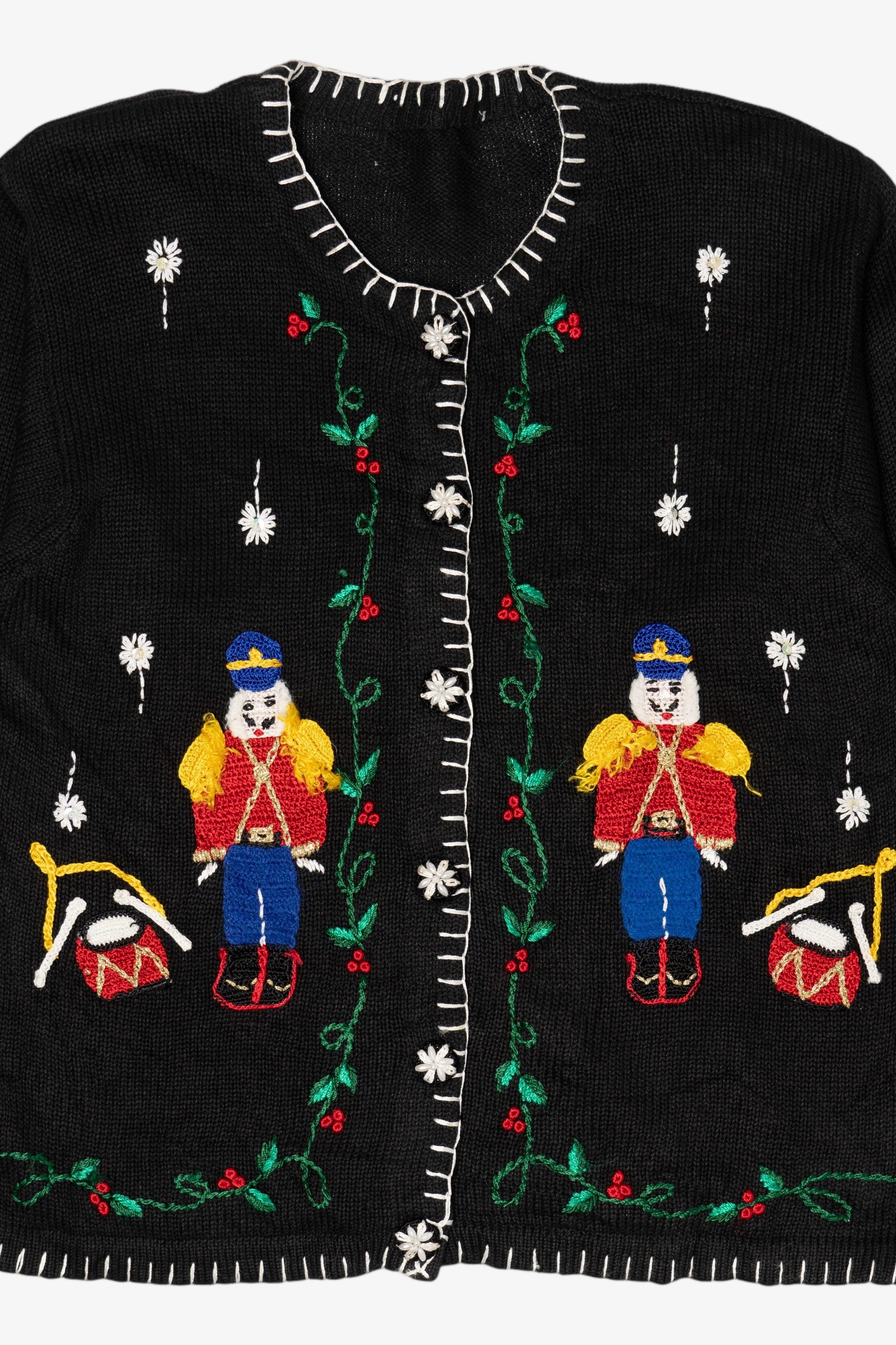 Vintage Black Nutcrackers Ugly Christmas Cardigan (1990s)