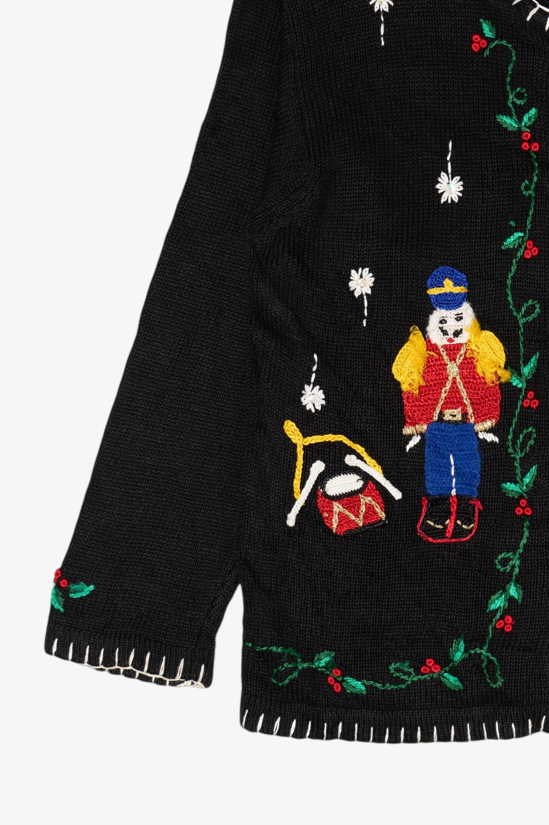 Vintage Black Nutcrackers Ugly Christmas Cardigan (1990s)