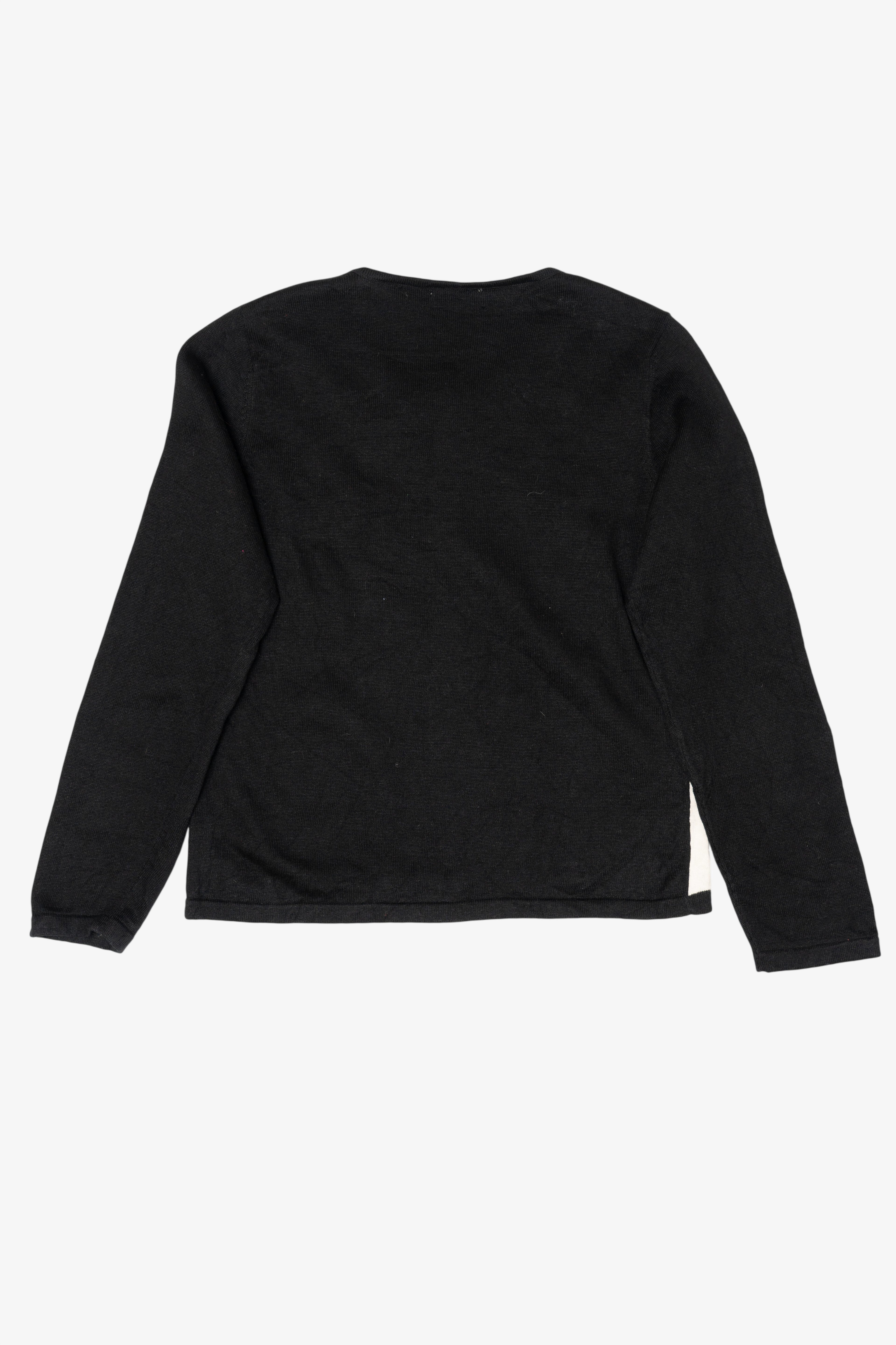 Vintage Black Snowy Landscape Ugly Christmas Cardigan (2000s)