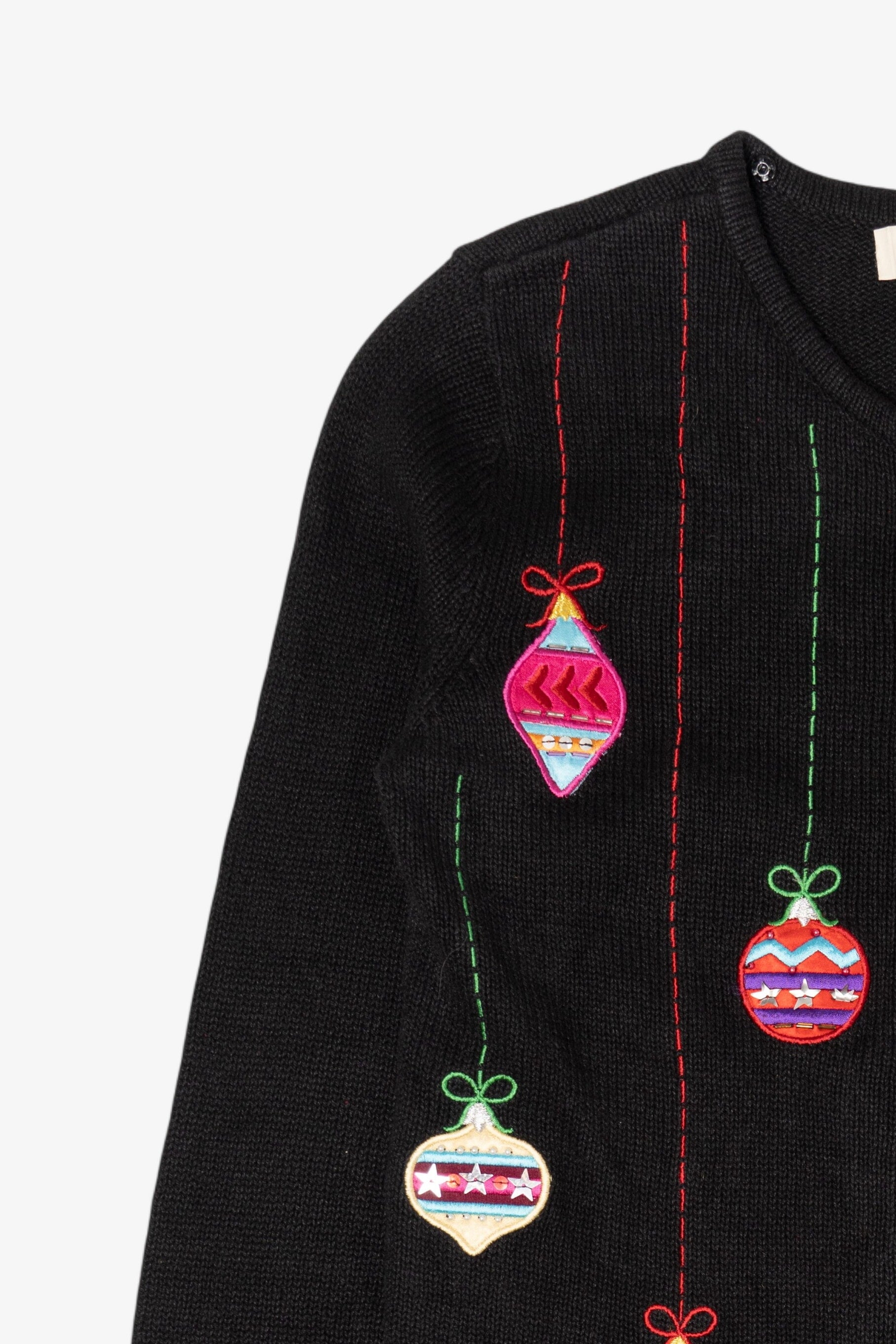 Vintage Black Bechamel Ornaments Ugly Christmas Cardigan (1990s)