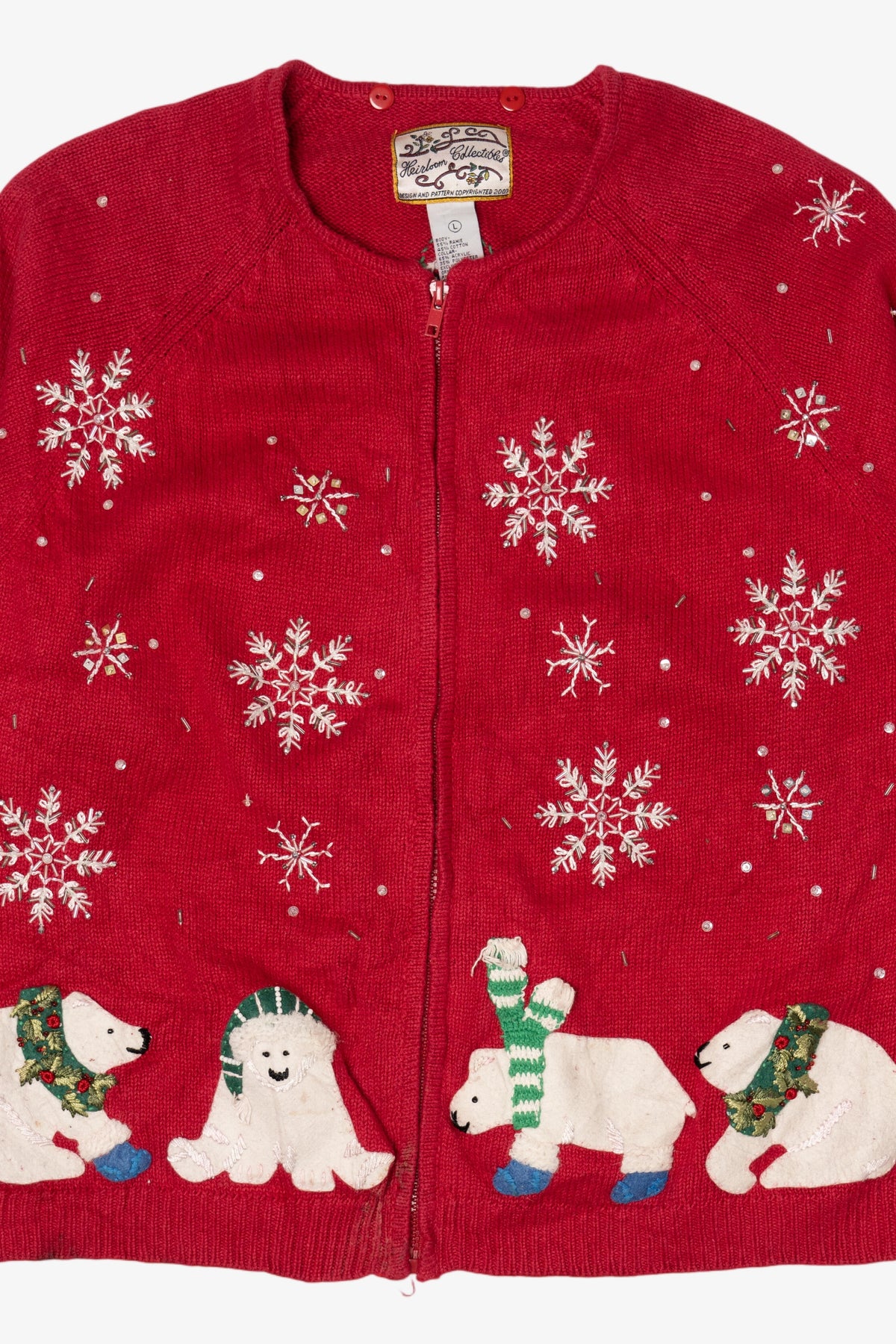 Vintage Red Heirloom Collectible Polar Bears Ugly Christmas Cardigan (2000s)