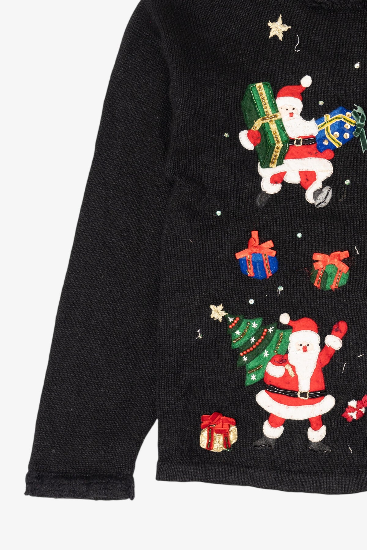 Vintage Black Carolina Colours Santa Ugly Christmas Cardigan (2000s)