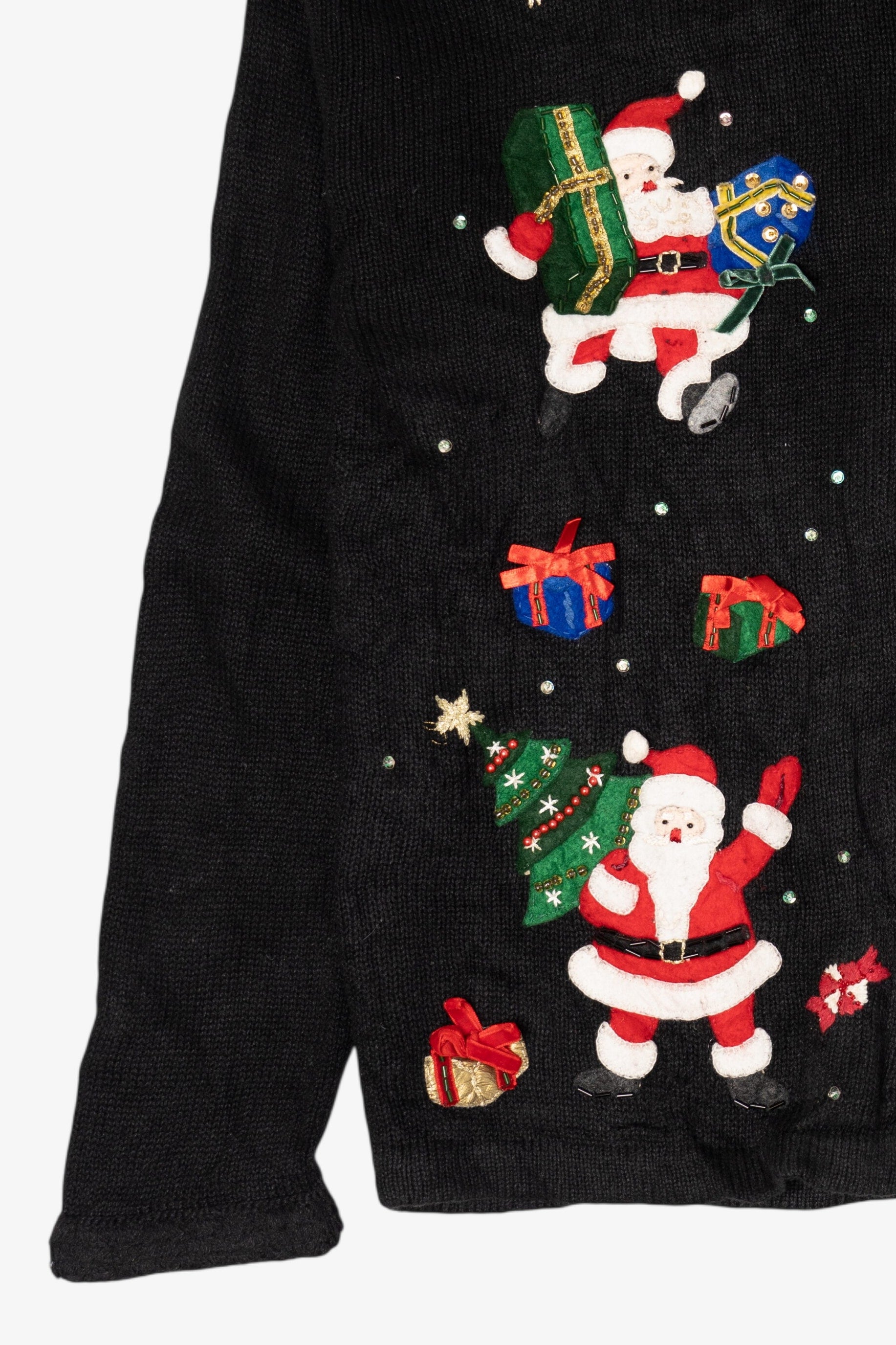 Vintage Black Carolina Colours Santas Ugly Christmas Cardigan (2000s)