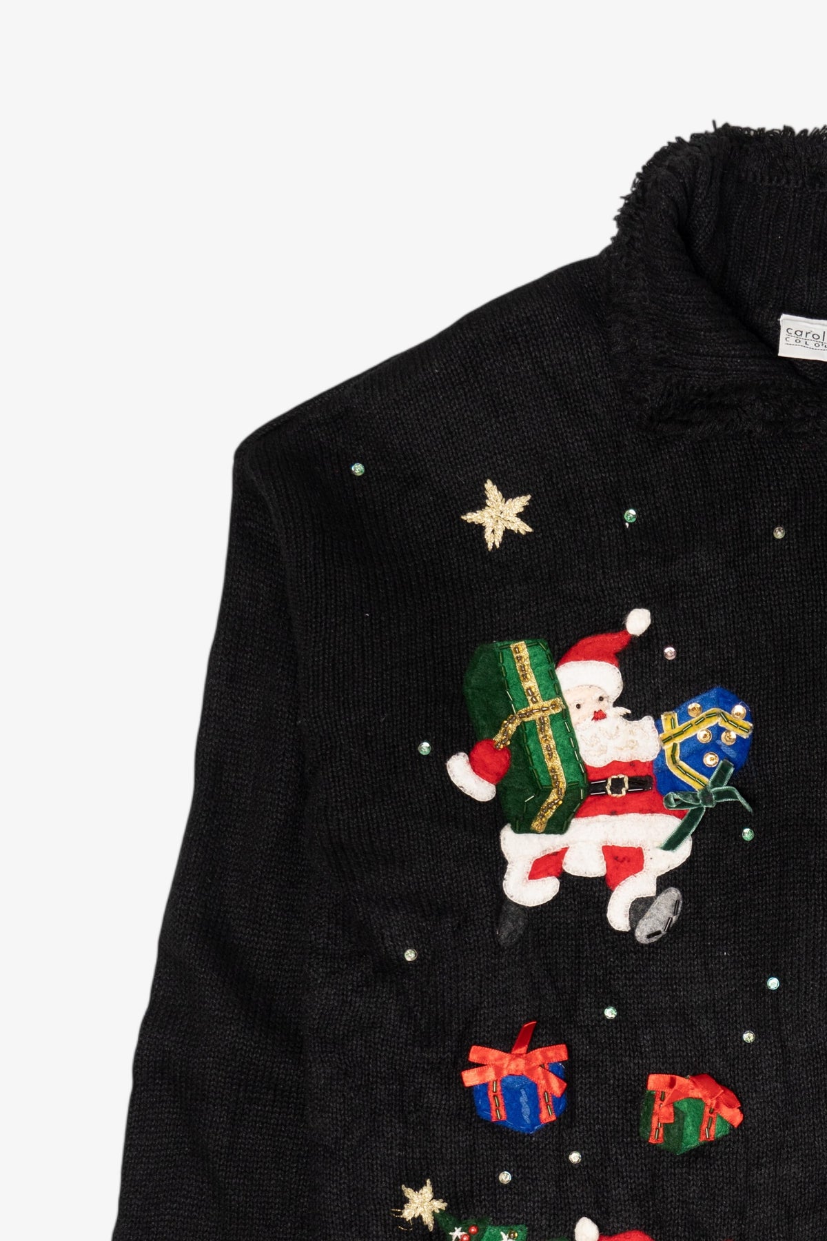 Vintage Black Carolina Colours Santas Ugly Christmas Cardigan (2000s)