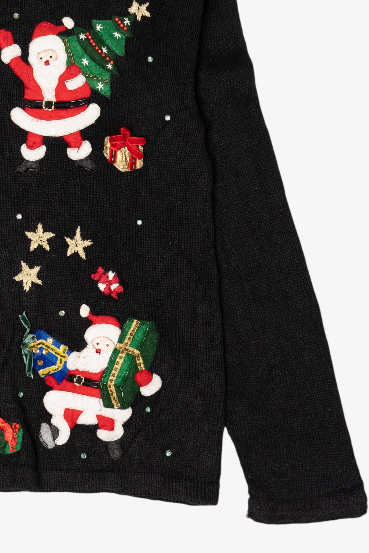 Vintage Black Carolina Colours Santas Ugly Christmas Cardigan (2000s)