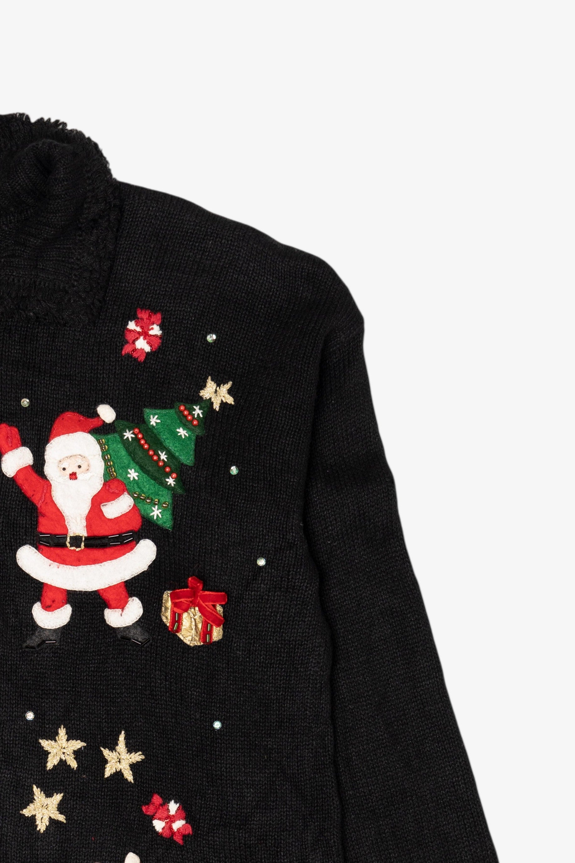 Vintage Black Carolina Colours Santas Ugly Christmas Cardigan (2000s)