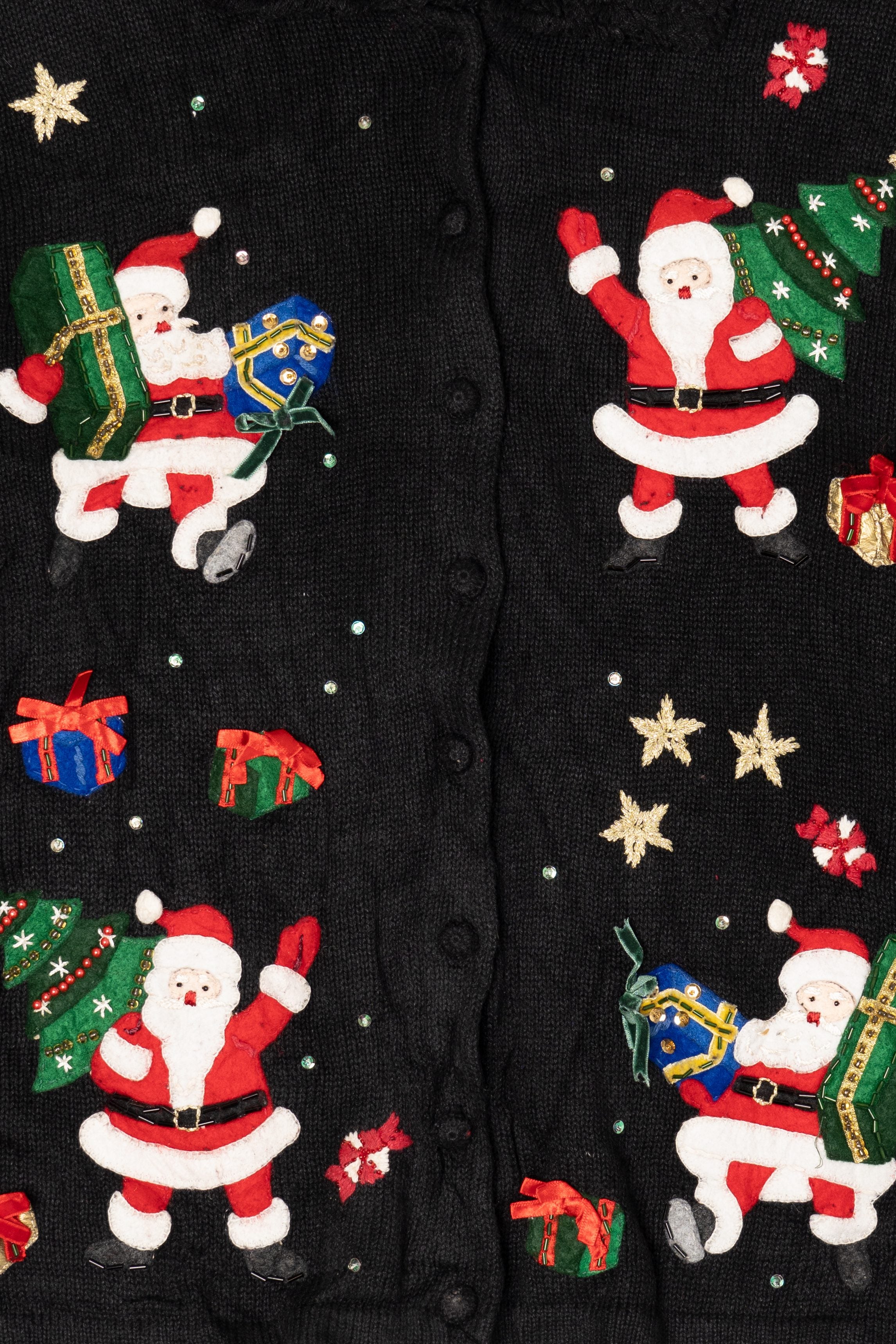 Vintage Black Carolina Colours Santas Ugly Christmas Cardigan (2000s)